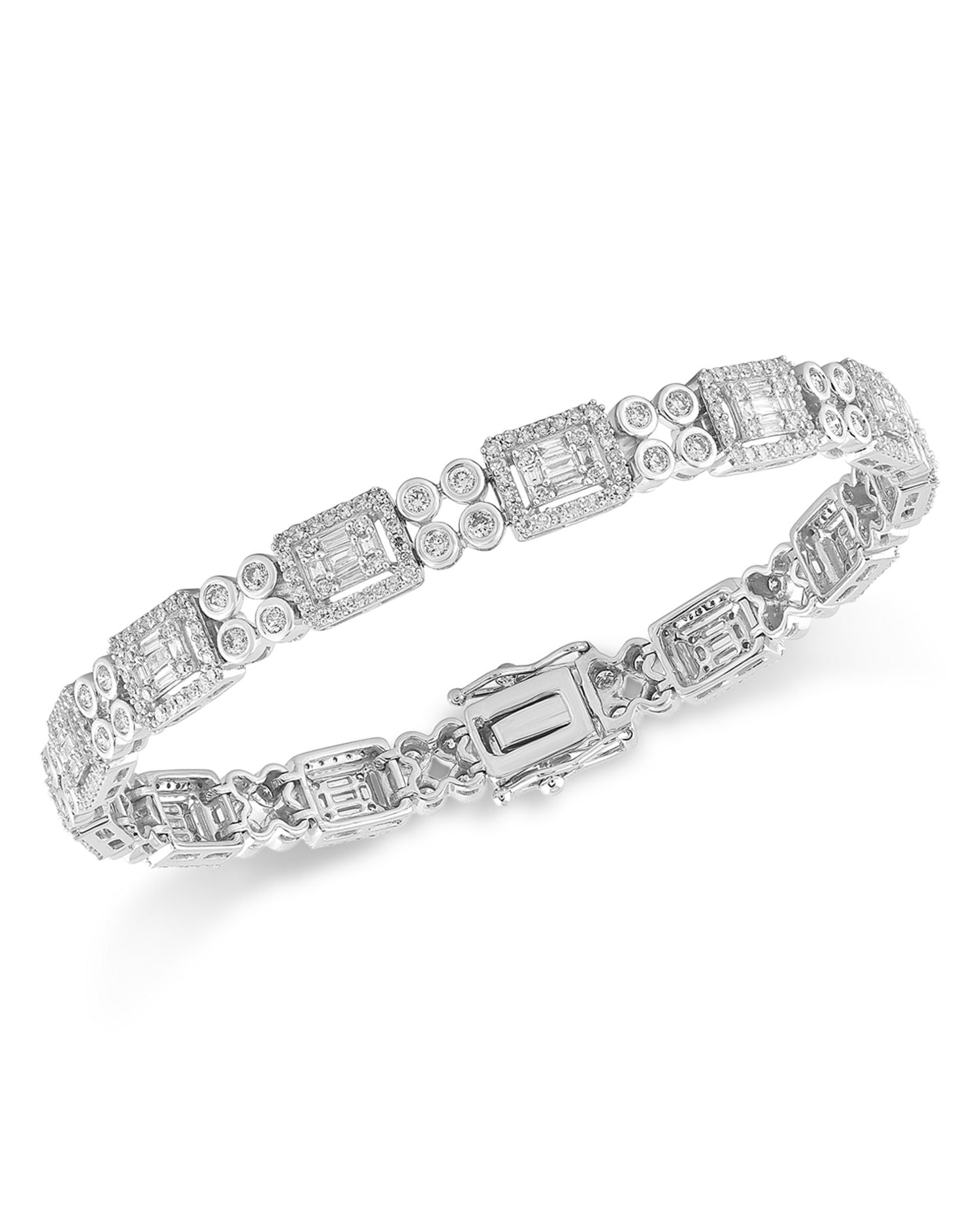 Diamond Mosaic Tennis Bracelet in 14K White Gold, 3.0 ct. t.w. - Exclusive