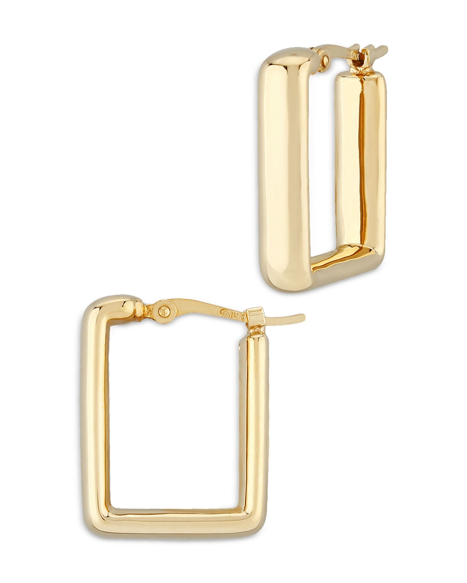 Small Square Hoop Earrings in 14K Yellow Gold - Exclusive