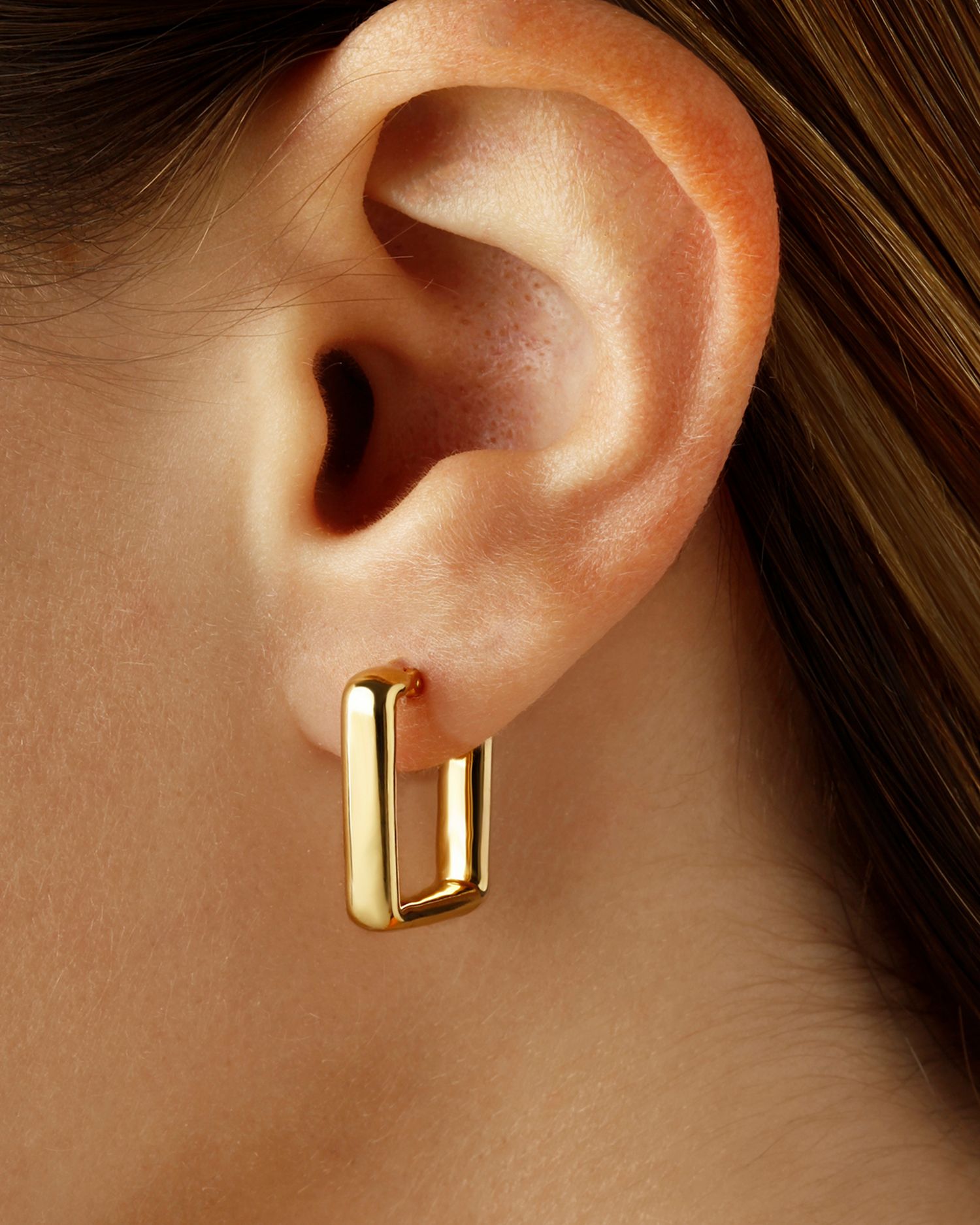 Small Square Hoop Earrings in 14K Yellow Gold - Exclusive