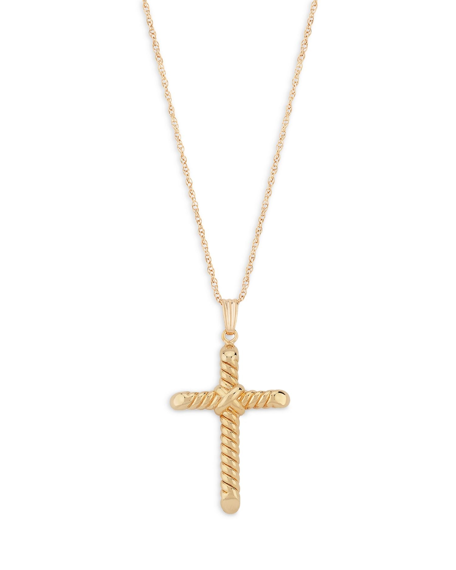 Swirl Cross Pendant Necklace in 14K Yellow Gold, 18' - Exclusive