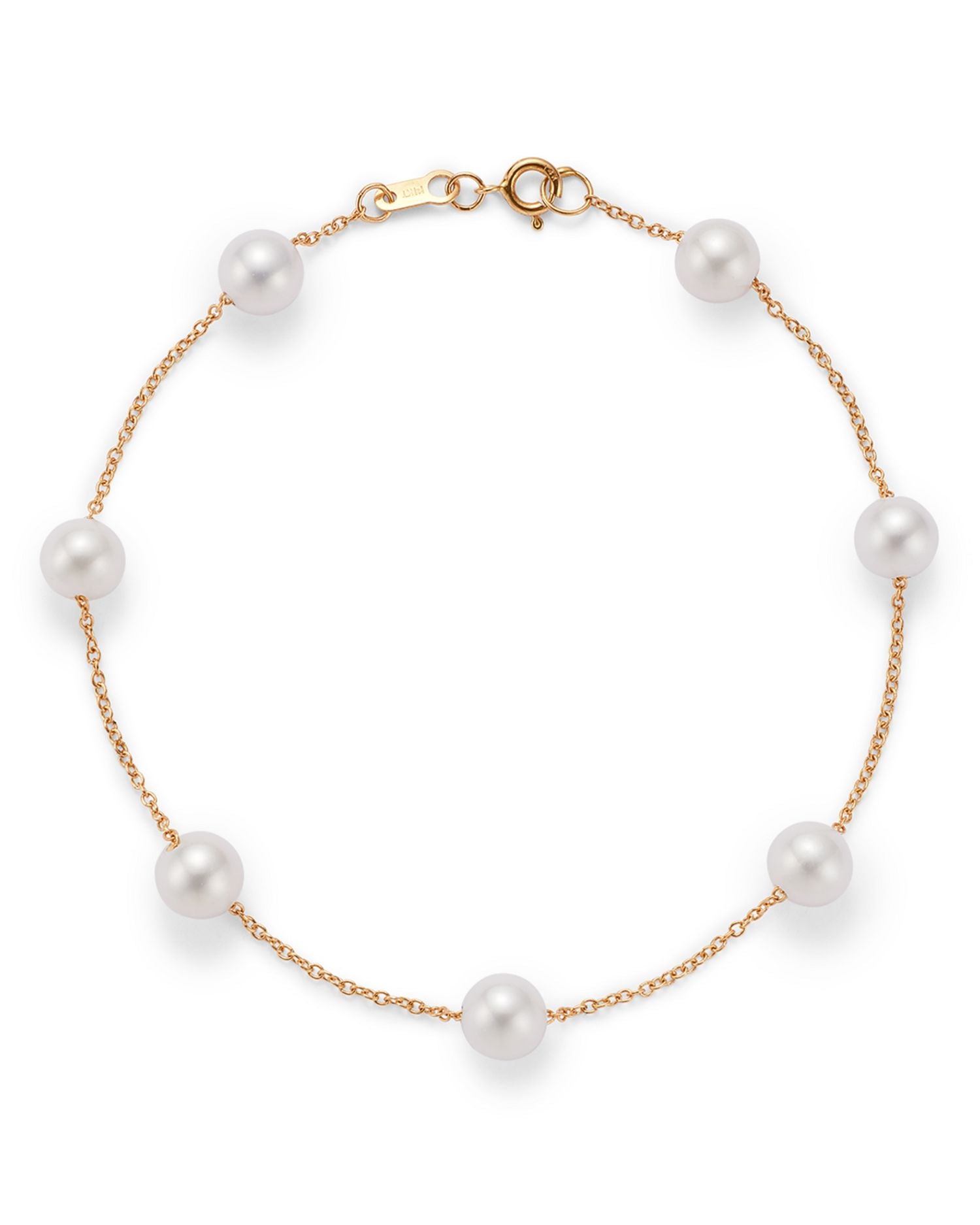 Cultured Freshwater Pearl Station Bracelet in 14K Yellow Gold - Exclusive