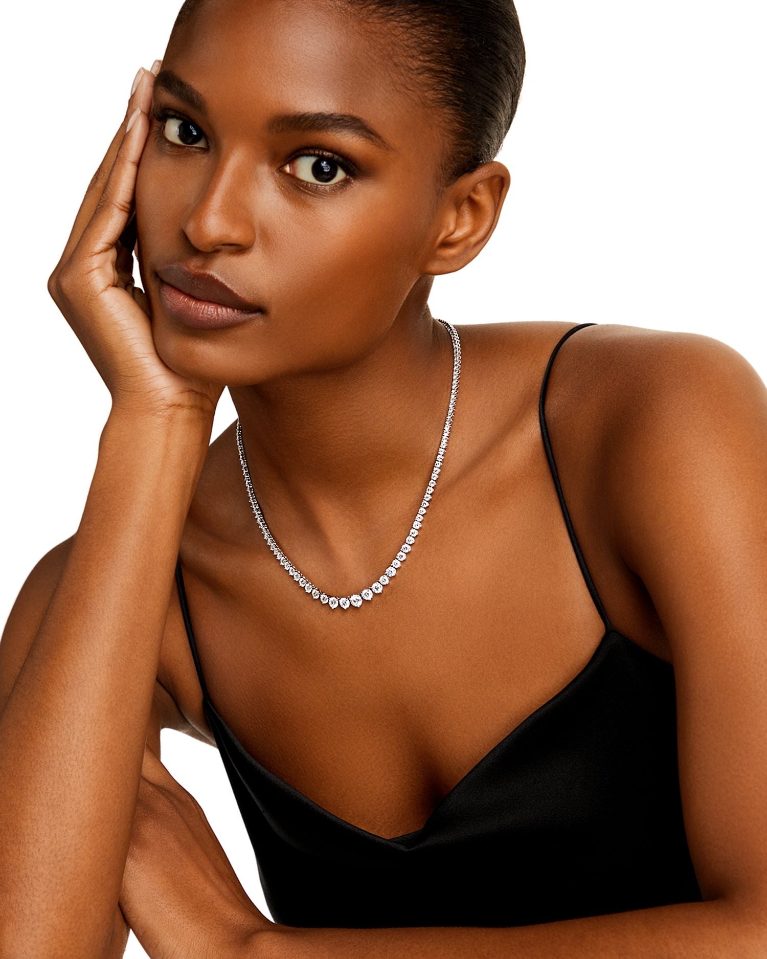 Diamond Graduated Tennis Necklace in 14K White Gold, 15.0 ct. t.w. - Exclusive