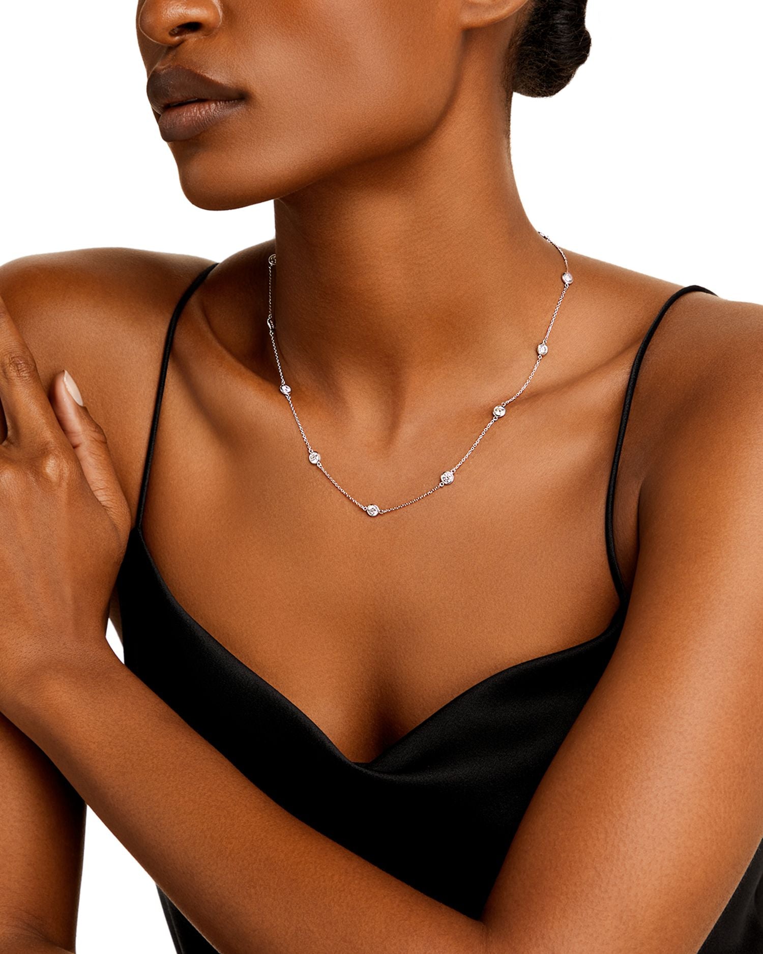 Diamond Station Necklace in 14K White Gold, 2.60 ct. t.w. - Exclusive