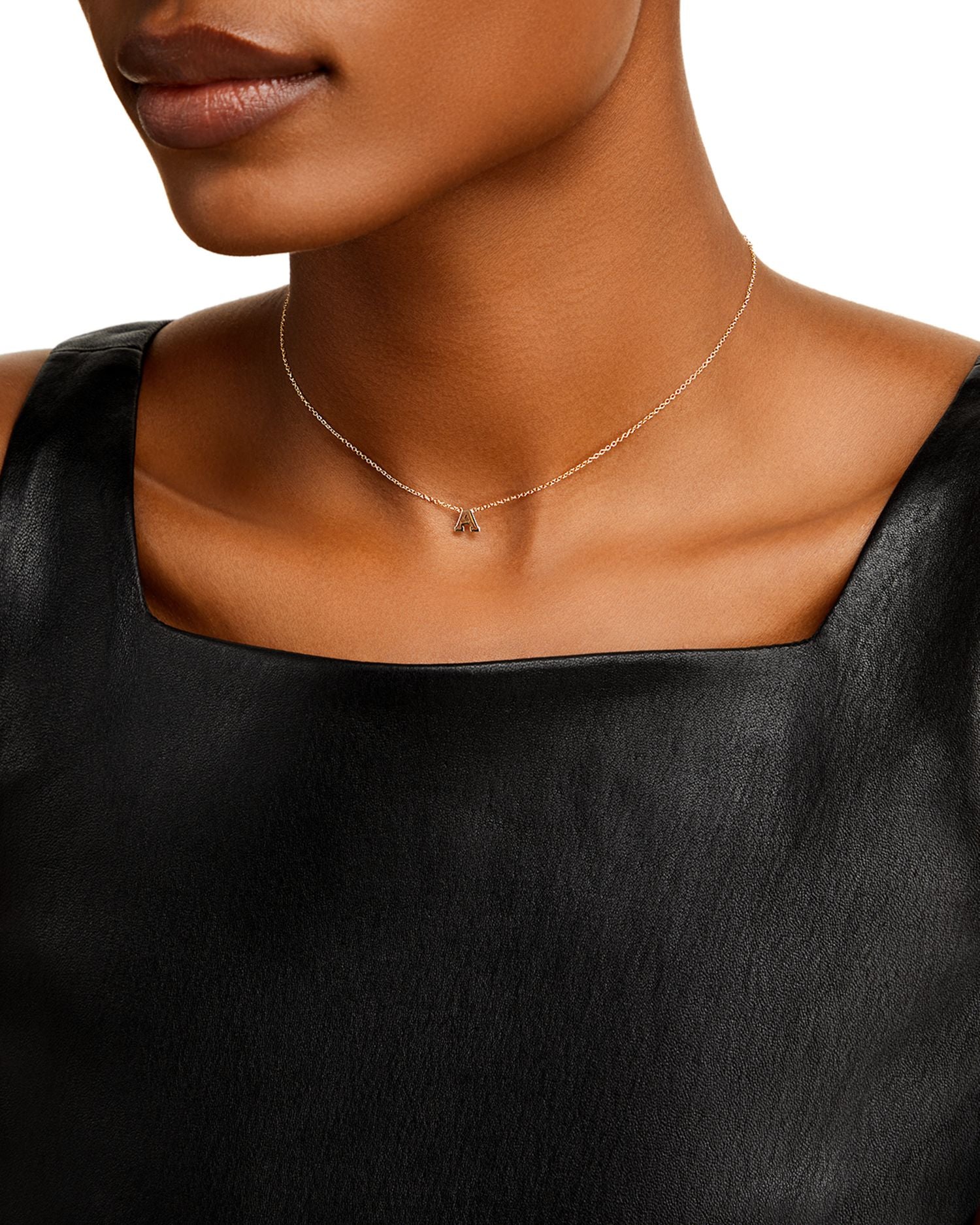 14K Yellow Gold Initial Necklace, 16'