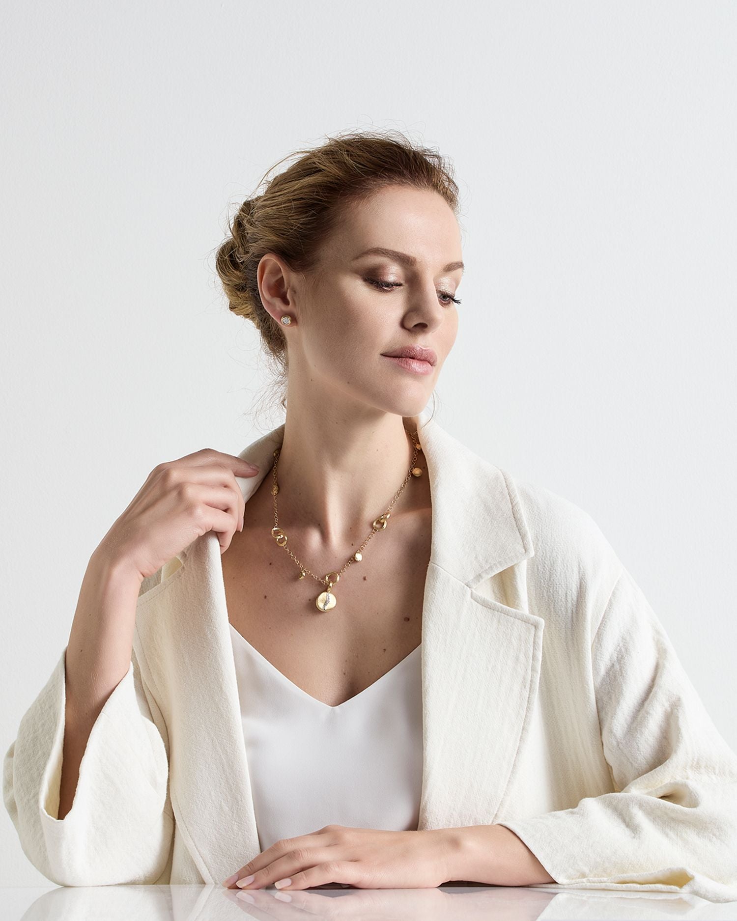 18K White & Yellow Gold Jaipur Diamond Disc Pendant