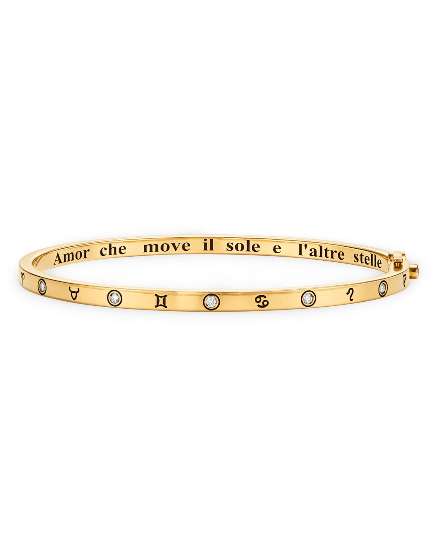 18K Yellow Gold Celestial Diamond Bangle Bracelet