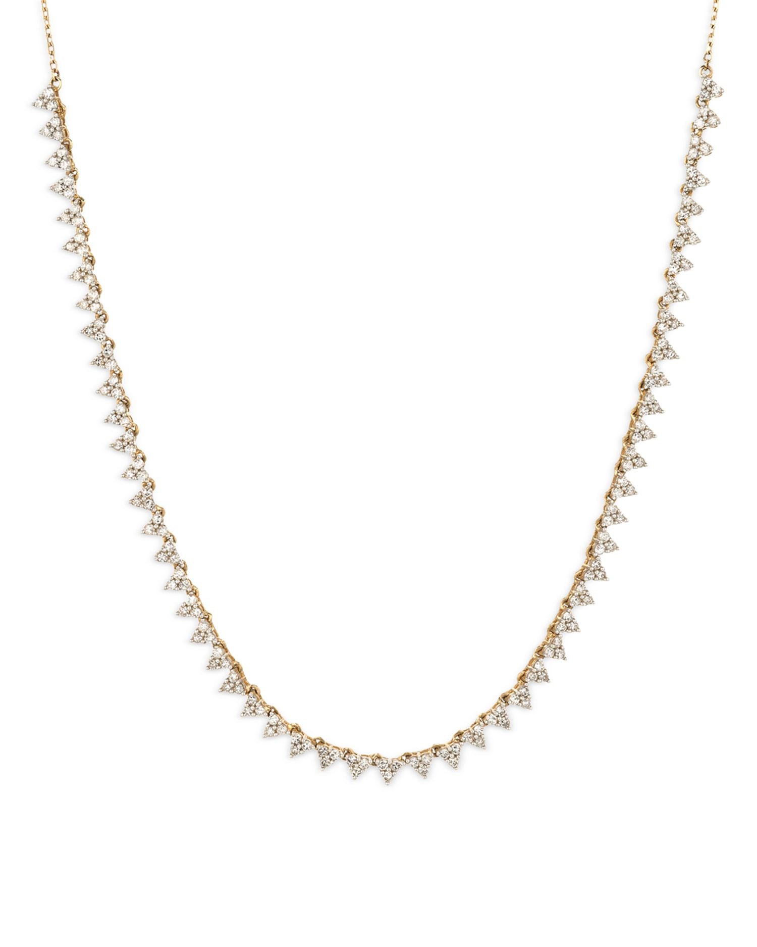 14K Yellow Gold Riviera Diamond Statement Necklace, 14-16"