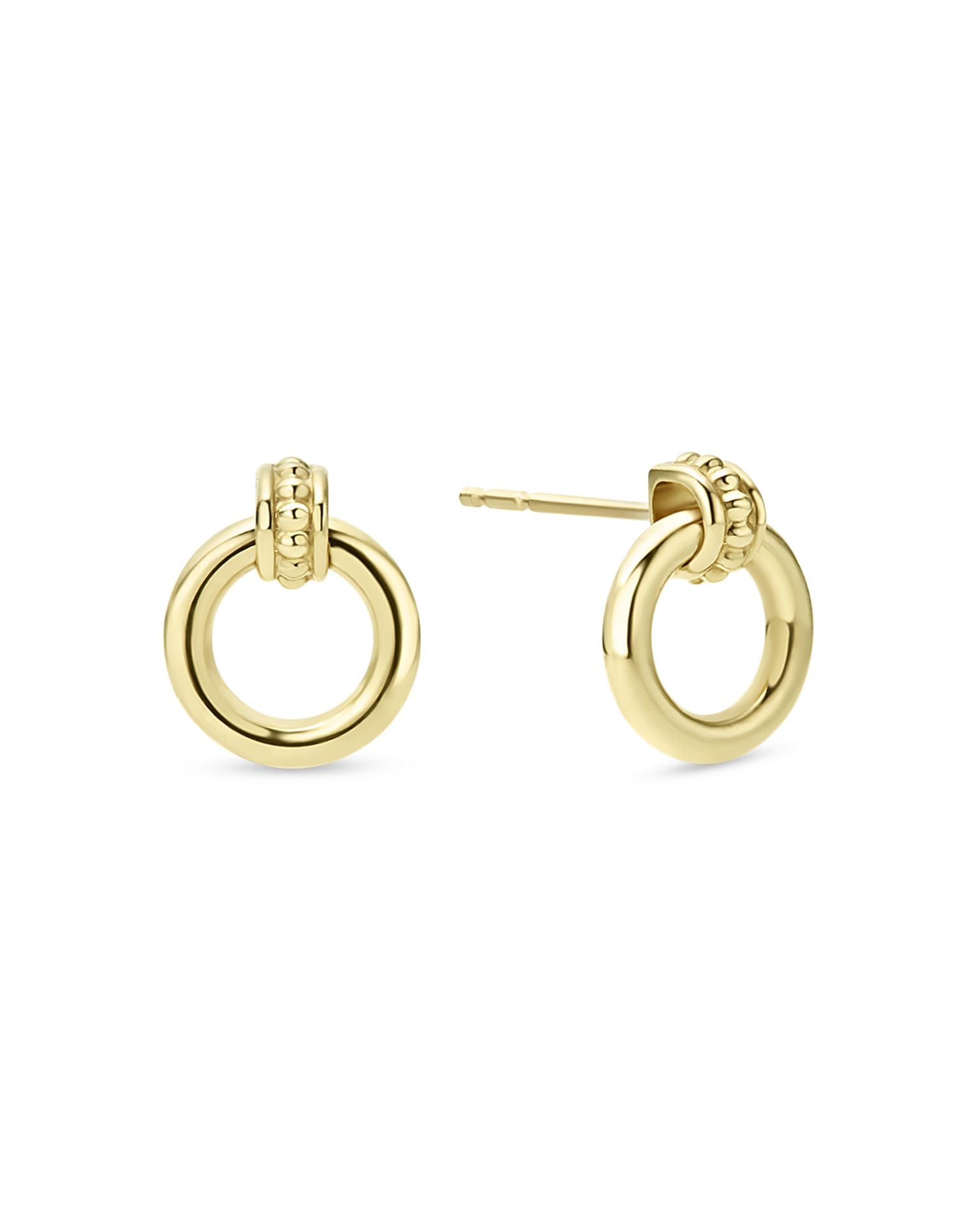 Meridian 18K Yellow Gold Caviar Polished Circle Drop Earrings