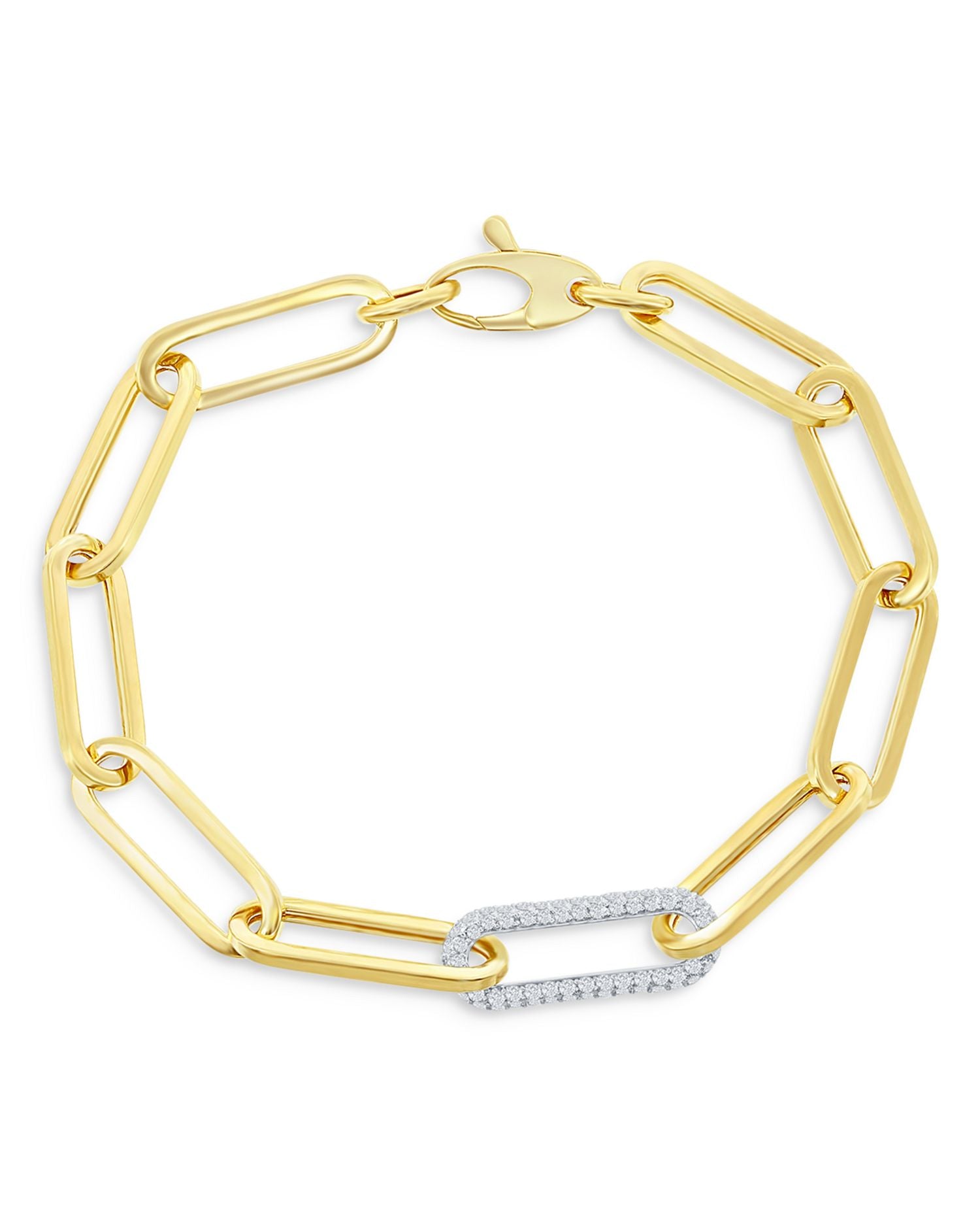Diamond Paperclip Bracelet in 14K White & Yellow Gold, 0.80 ct. t.w. - Exclusive