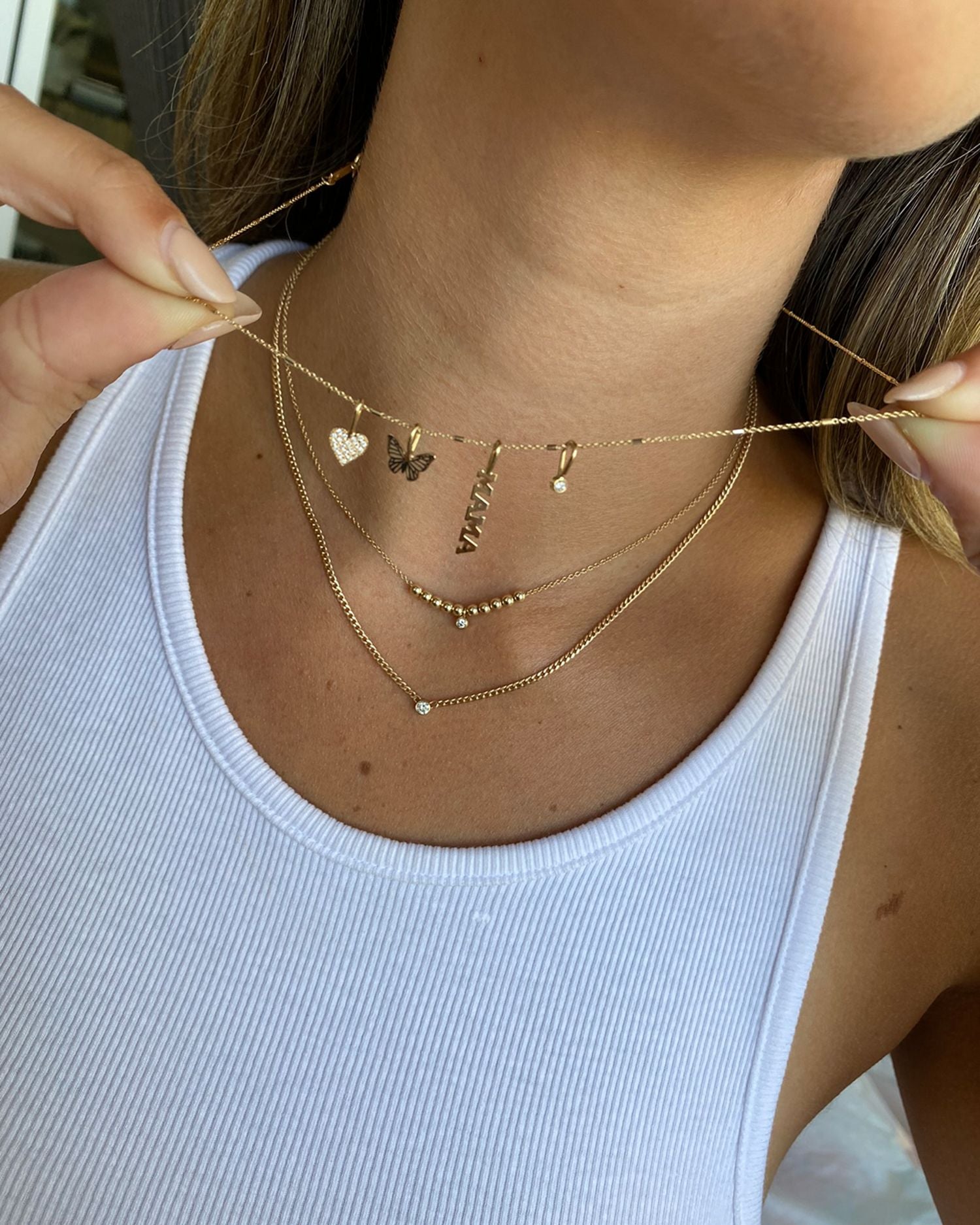 14K Yellow Gold Bezel Diamonds Curb Chain Pendant Necklace, 14'-16'