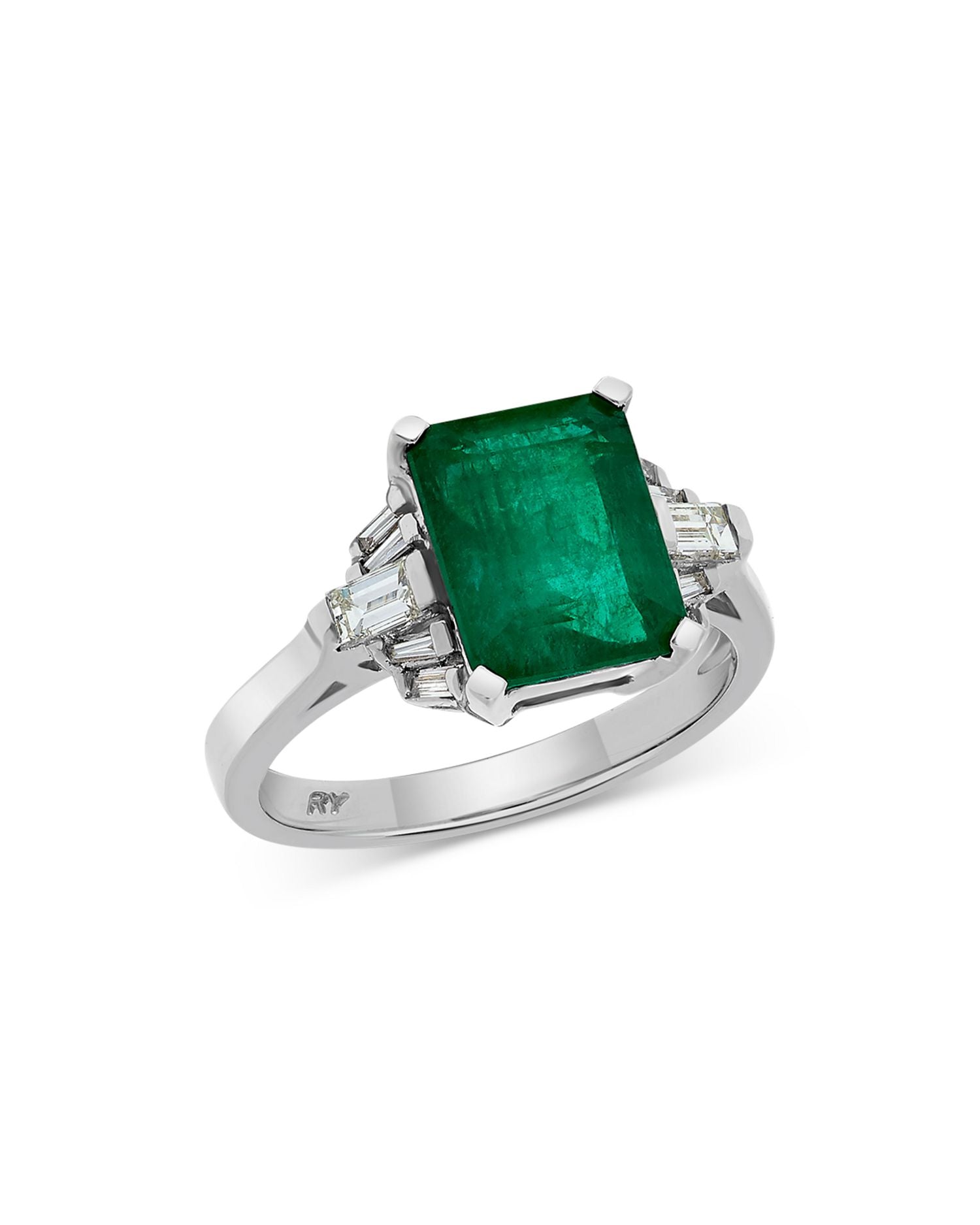 Emerald & Diamond Classic Ring in 14K Yellow Gold - Exclusive
