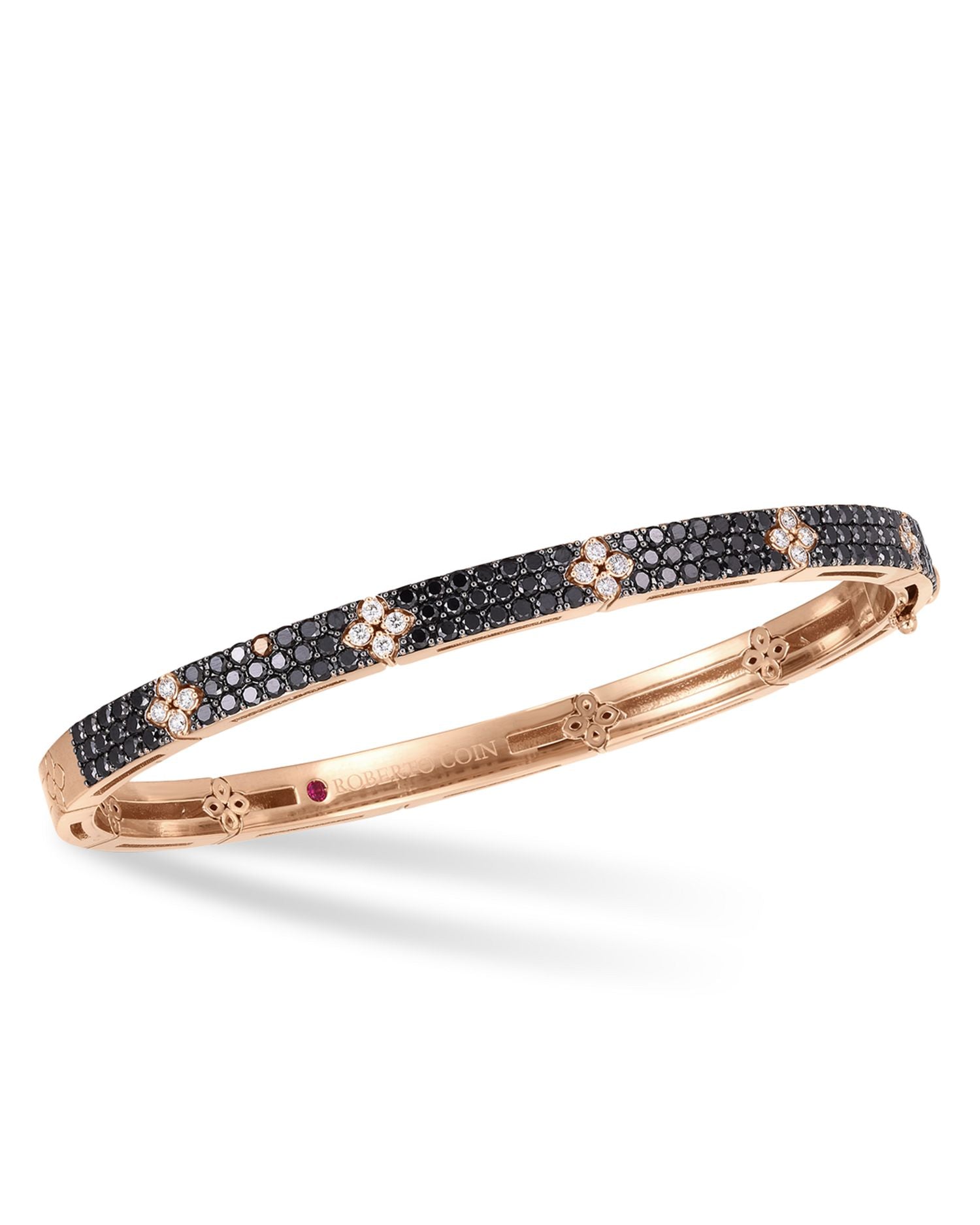 18K Rose Gold Verona Black and White Diamond Bangle Bracelet