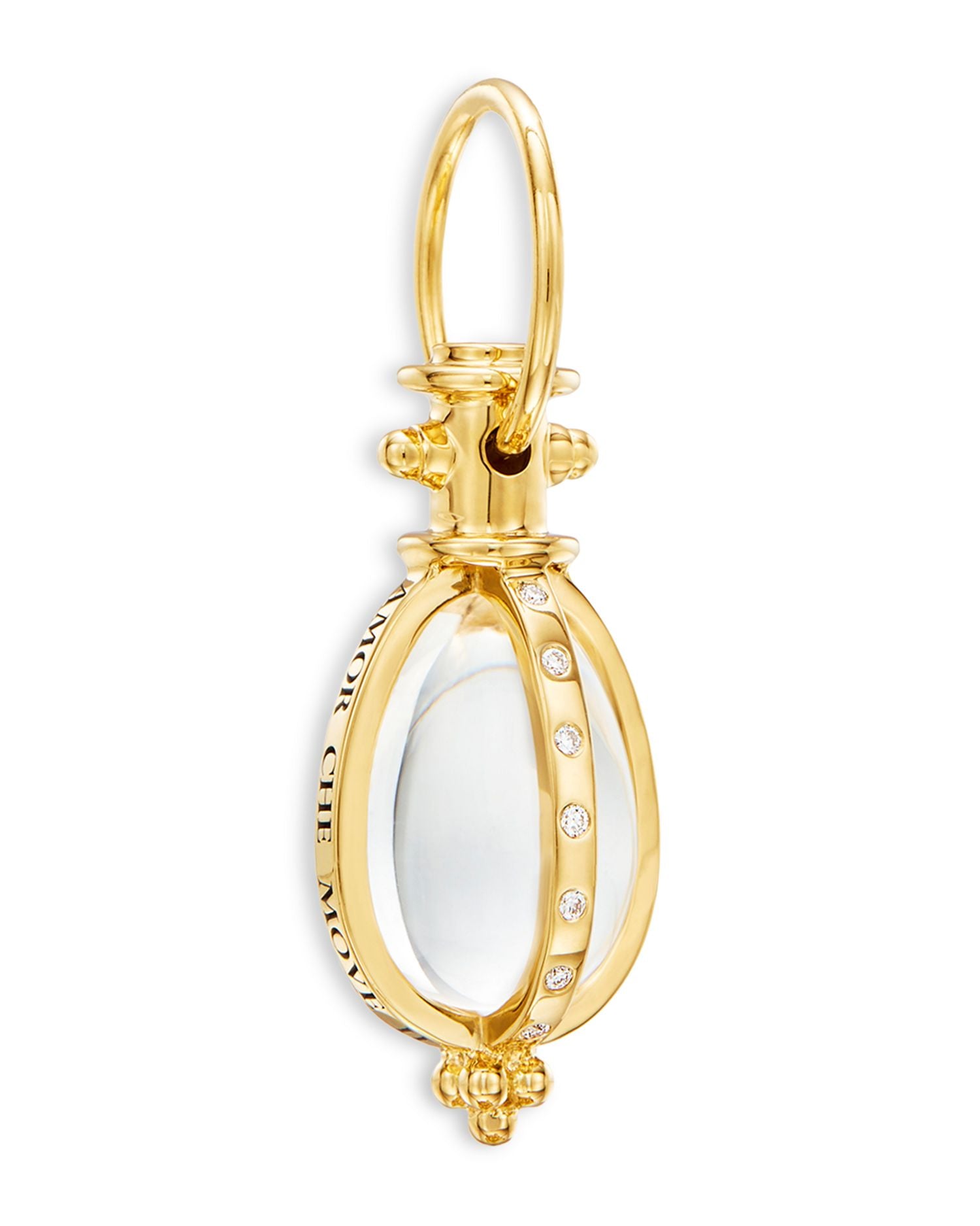 18K Yellow Gold Celestial Oval Crystal & Diamond Astrid Amulet Pendant