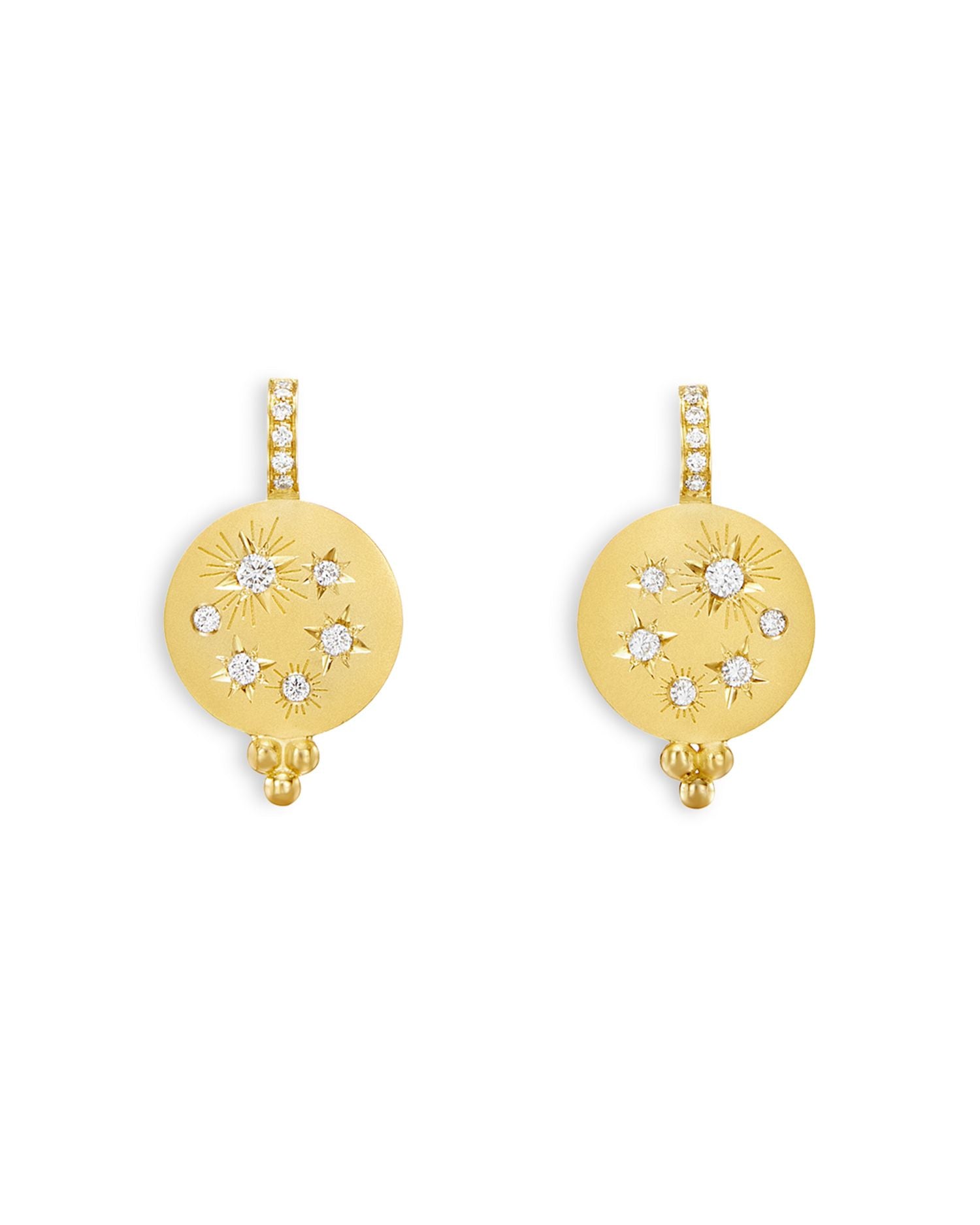 18K Yellow Gold Celestial Diamond Cosmos Leverback Earrings