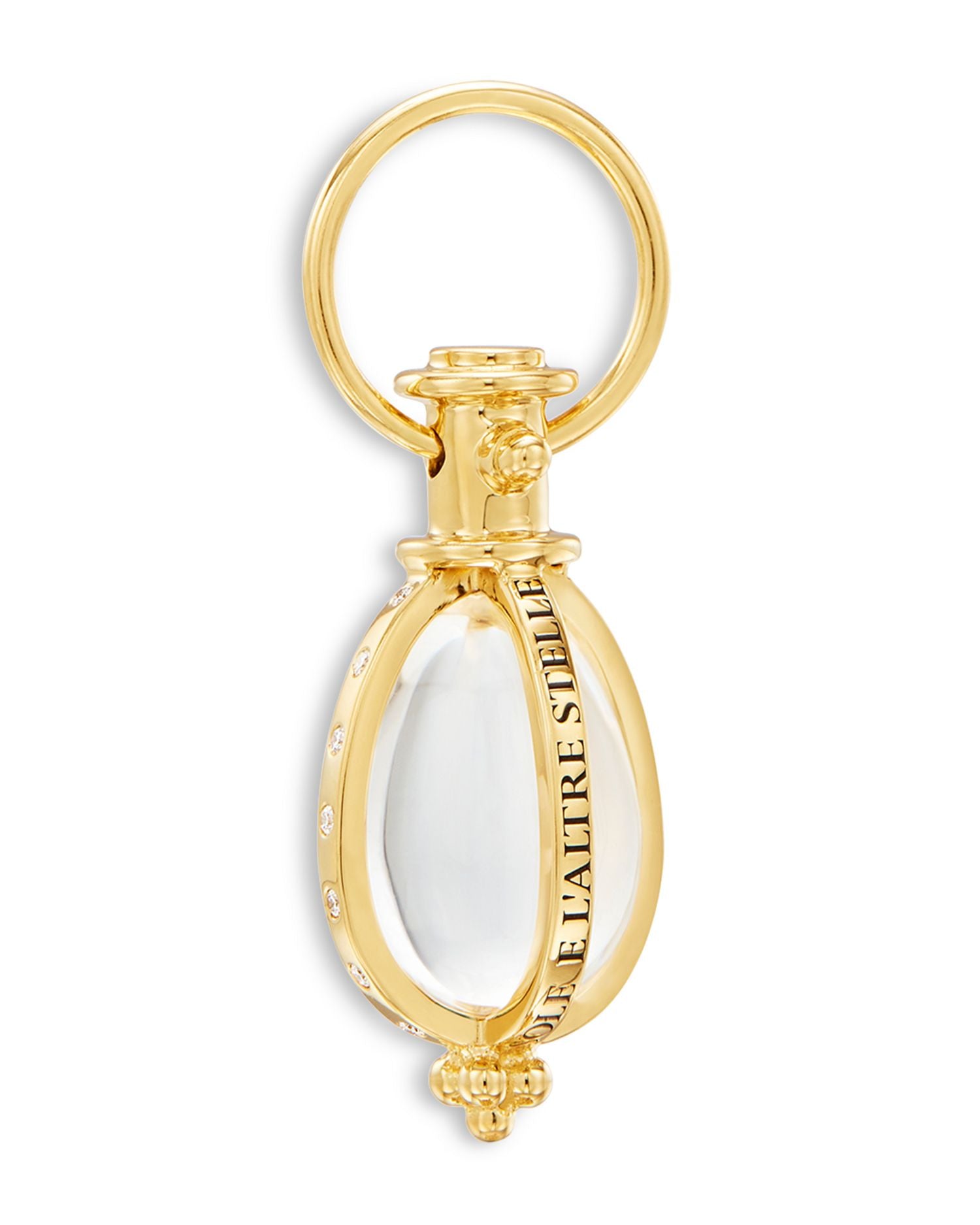 18K Yellow Gold Celestial Oval Crystal & Diamond Astrid Amulet Pendant