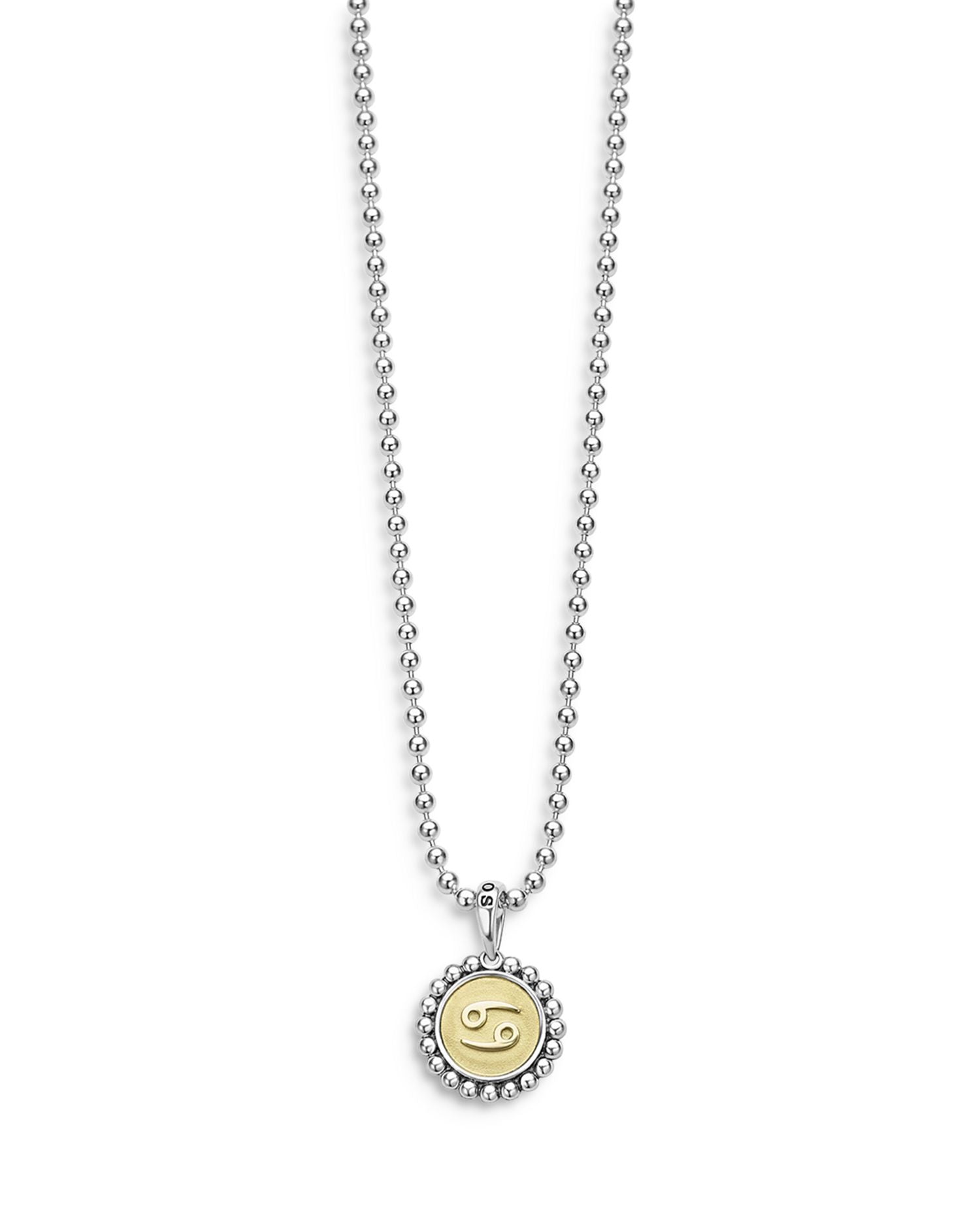Sterling Silver and 18K Yellow Gold Signature Caviar Zodiac Pendant Necklace, 16'