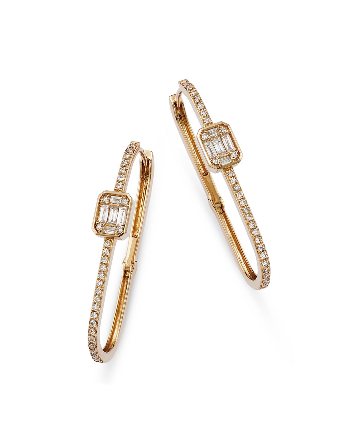 Diamond Oval Hoop Earrings in 14K Yellow Gold, 0.52 ct. t.w. - Exclusive