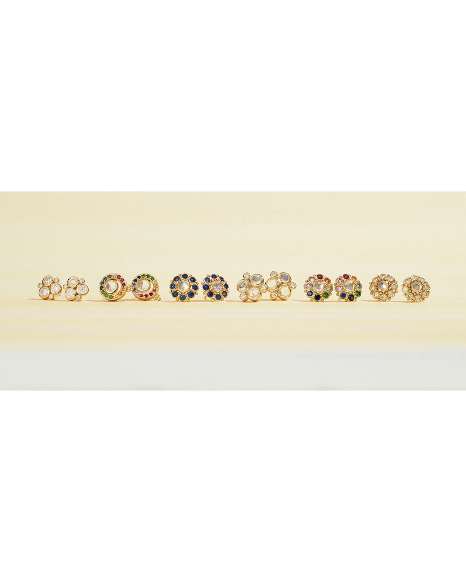 18K Yellow Gold and Diamond Trio Stud Earrings