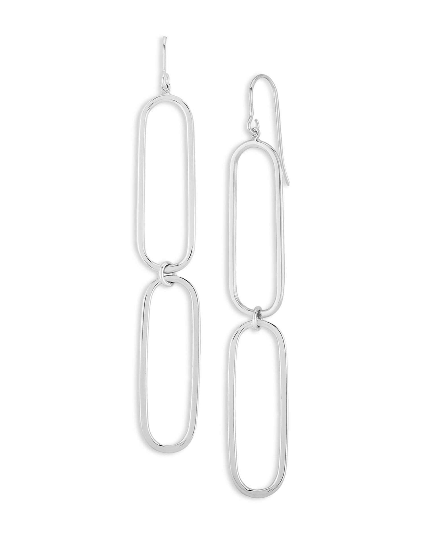 Paperclip Double Drop Earrings in Sterling Silver - Exclusive