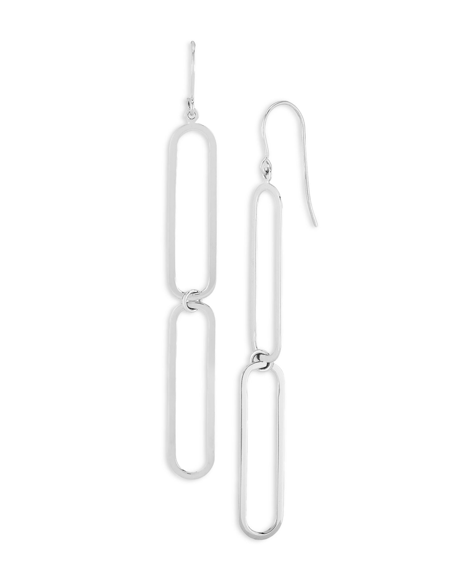 Paperclip Double Drop Earrings in Sterling Silver - Exclusive