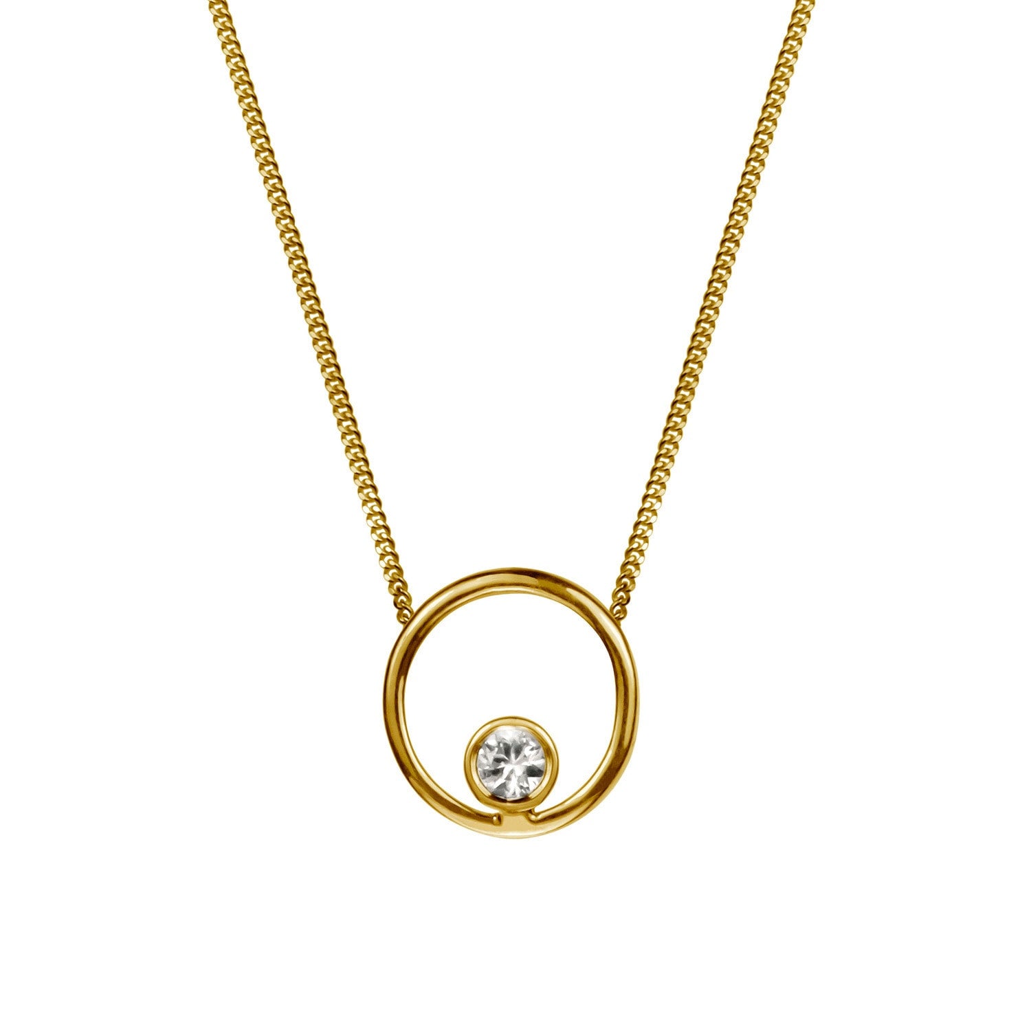 Halo Necklace White Sapphire & Gold