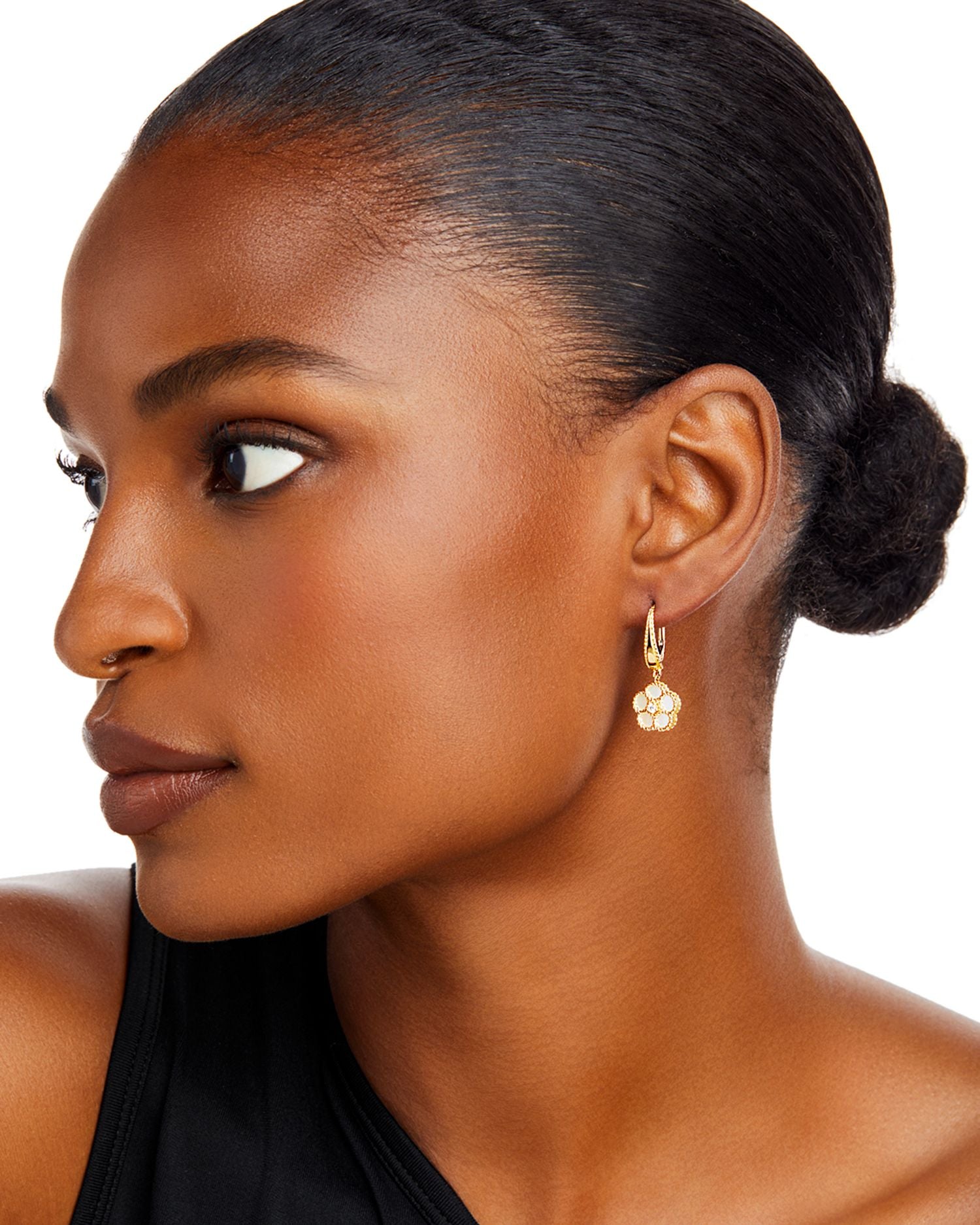 18K Yellow Gold Daisy Mother-of-Pearl & Diamond Drop Earrings - Exclusive