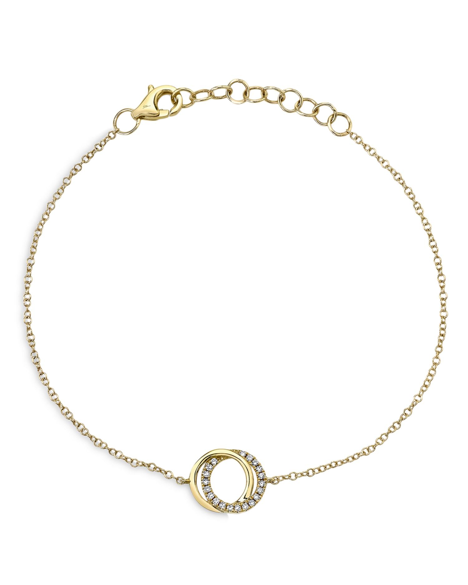 14K Yellow Gold Diamond Love Knot Chain Bracelet