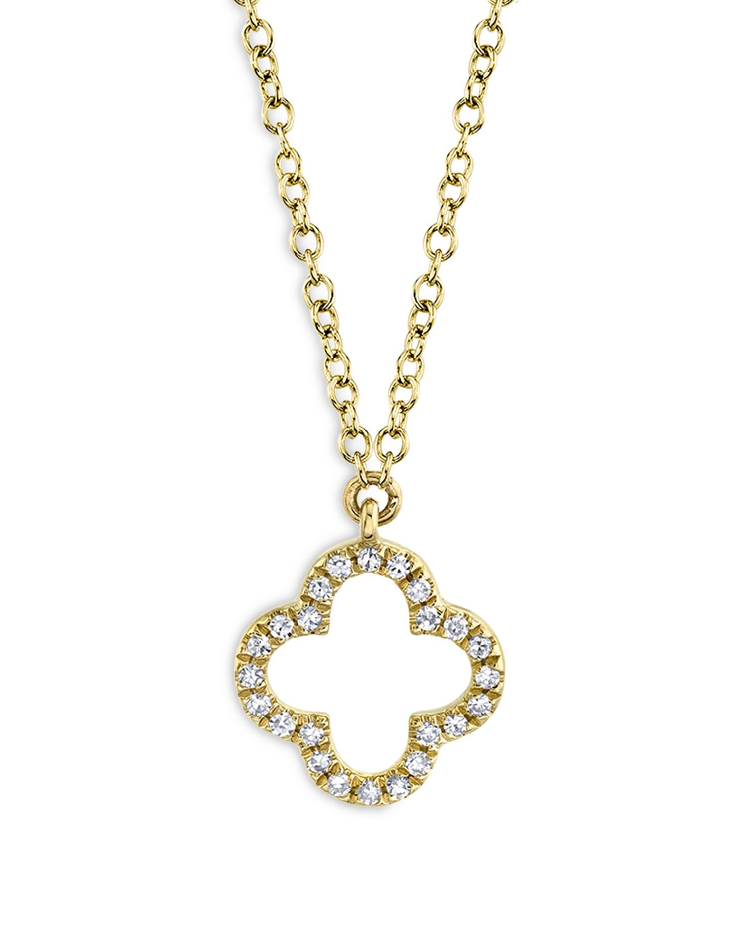 14K Yellow Gold Diamond Clover Pendant Necklace, 18' - Exclusive