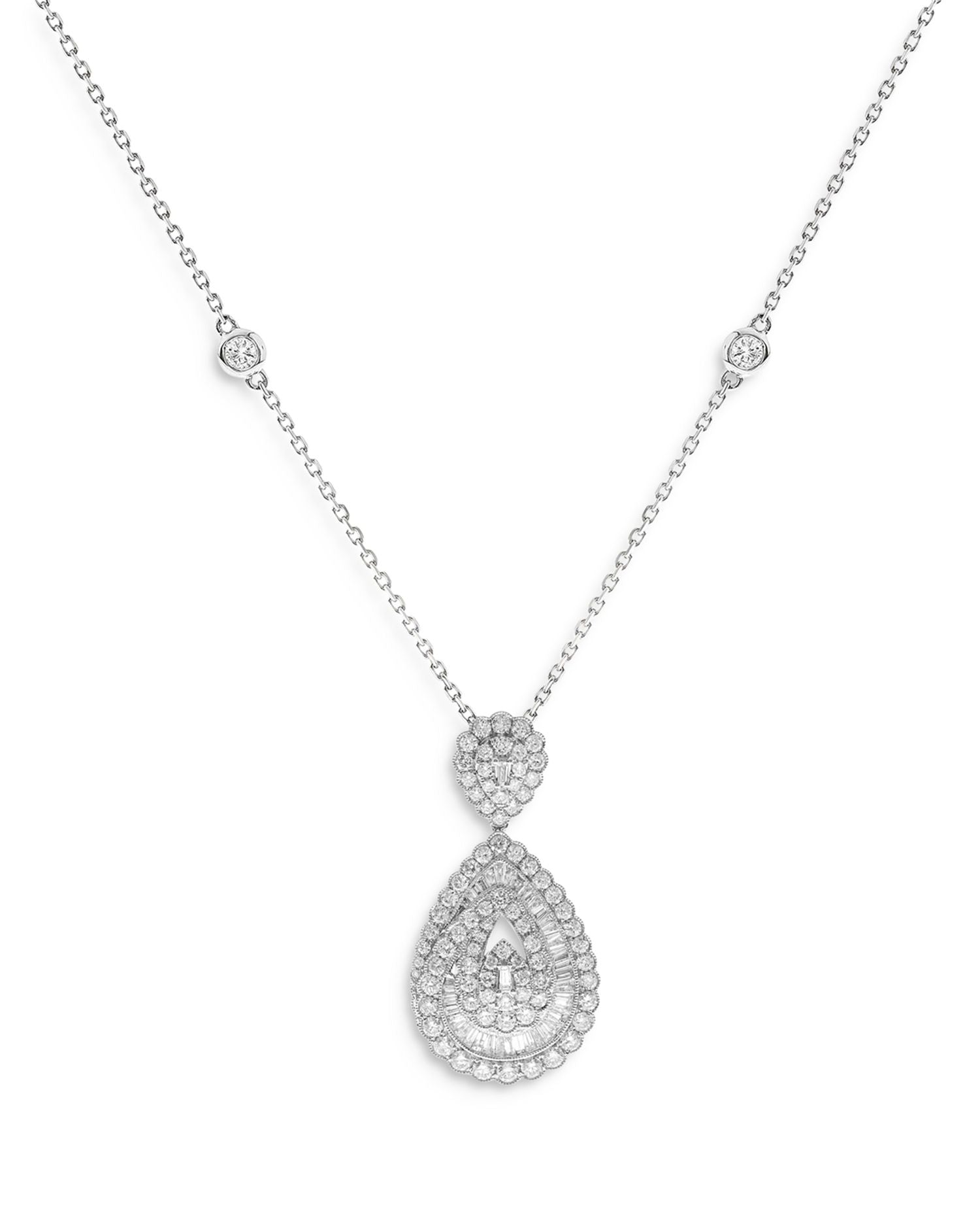 Cluster Diamond Statement Pendant Necklace in 14K White Gold, 3.25 ct. t.w. - Exclusive