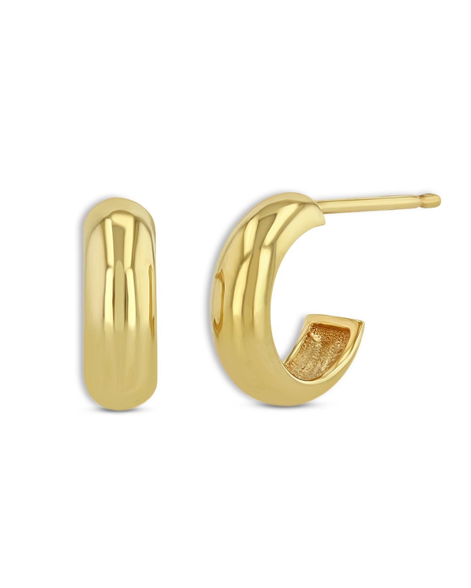 14K Yellow Gold Polished Huggie Hoop Earrings