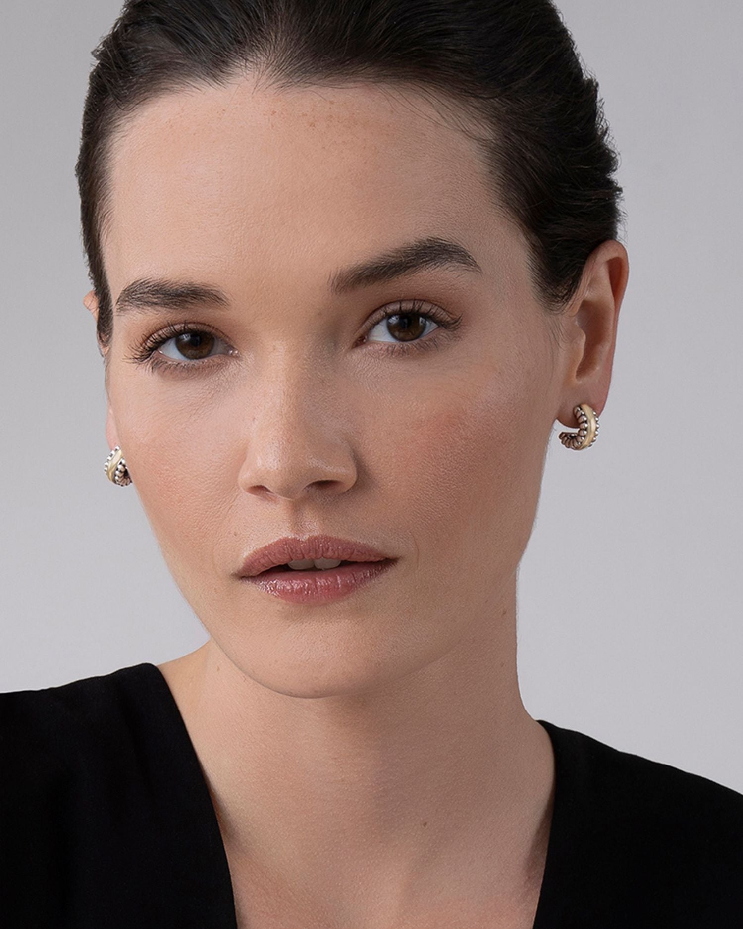 Sterling Silver & 18K Gold Signature Caviar Small Flute Hoop Earrings