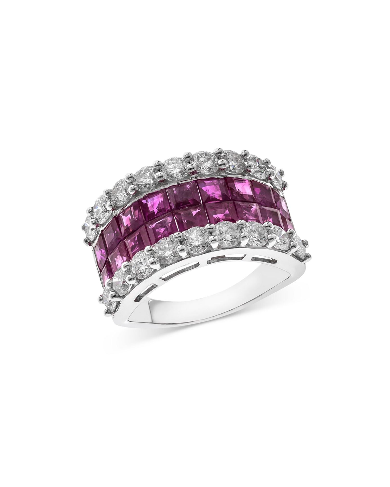 Ruby & Diamond Anniversary Band in 14K White Gold - Exclusive
