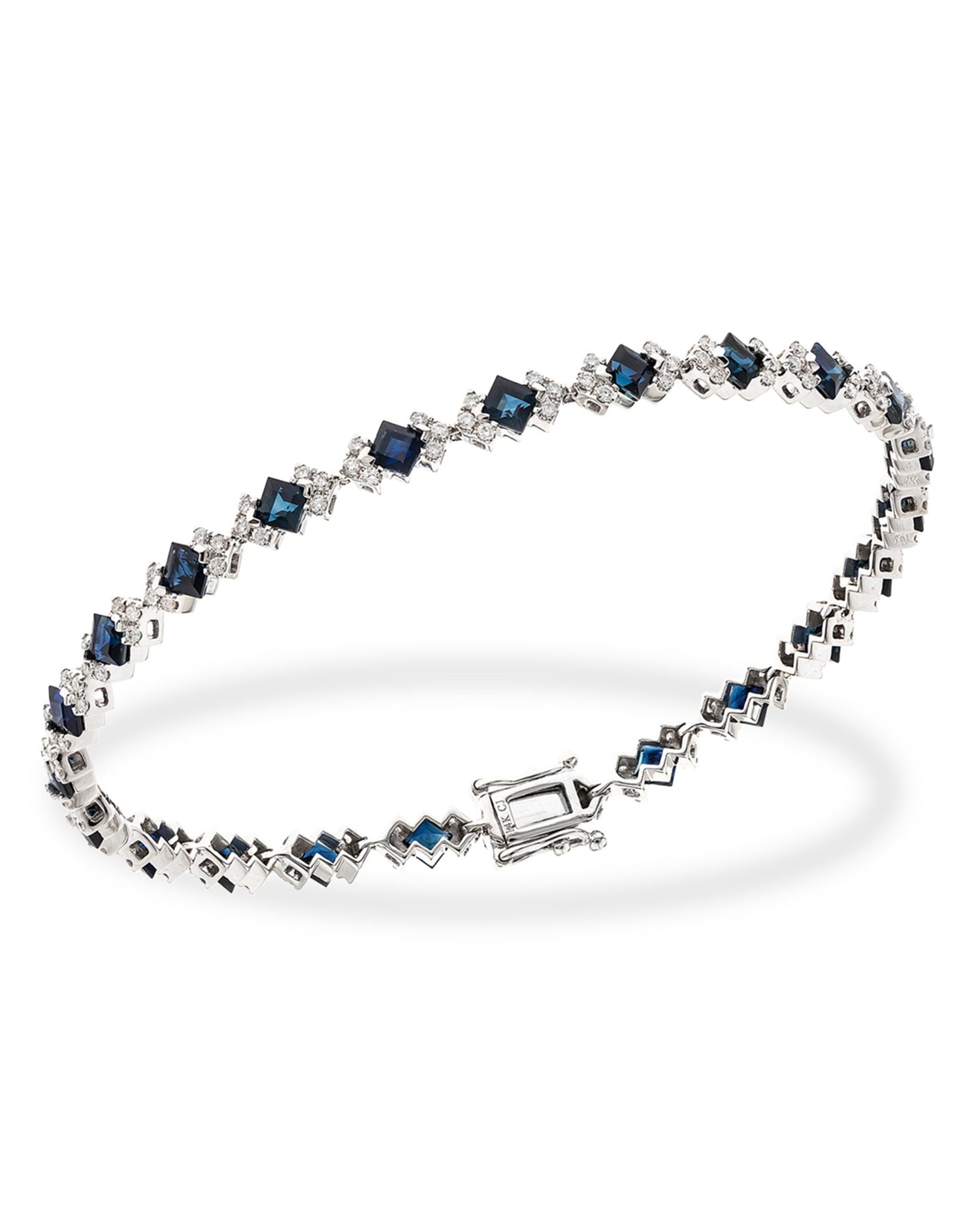Blue Sapphire & Diamond Tennis Bracelet in 14K White Gold - Exclusive