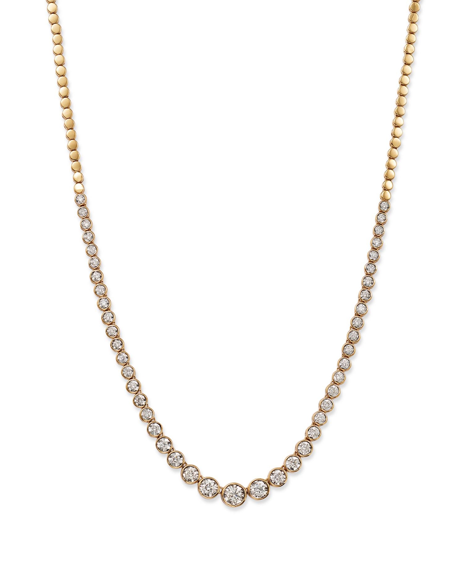 Bezel Set Diamond Tennis Necklace in 14K Yellow Gold, 1.50 ct. t.w. - Exclusive