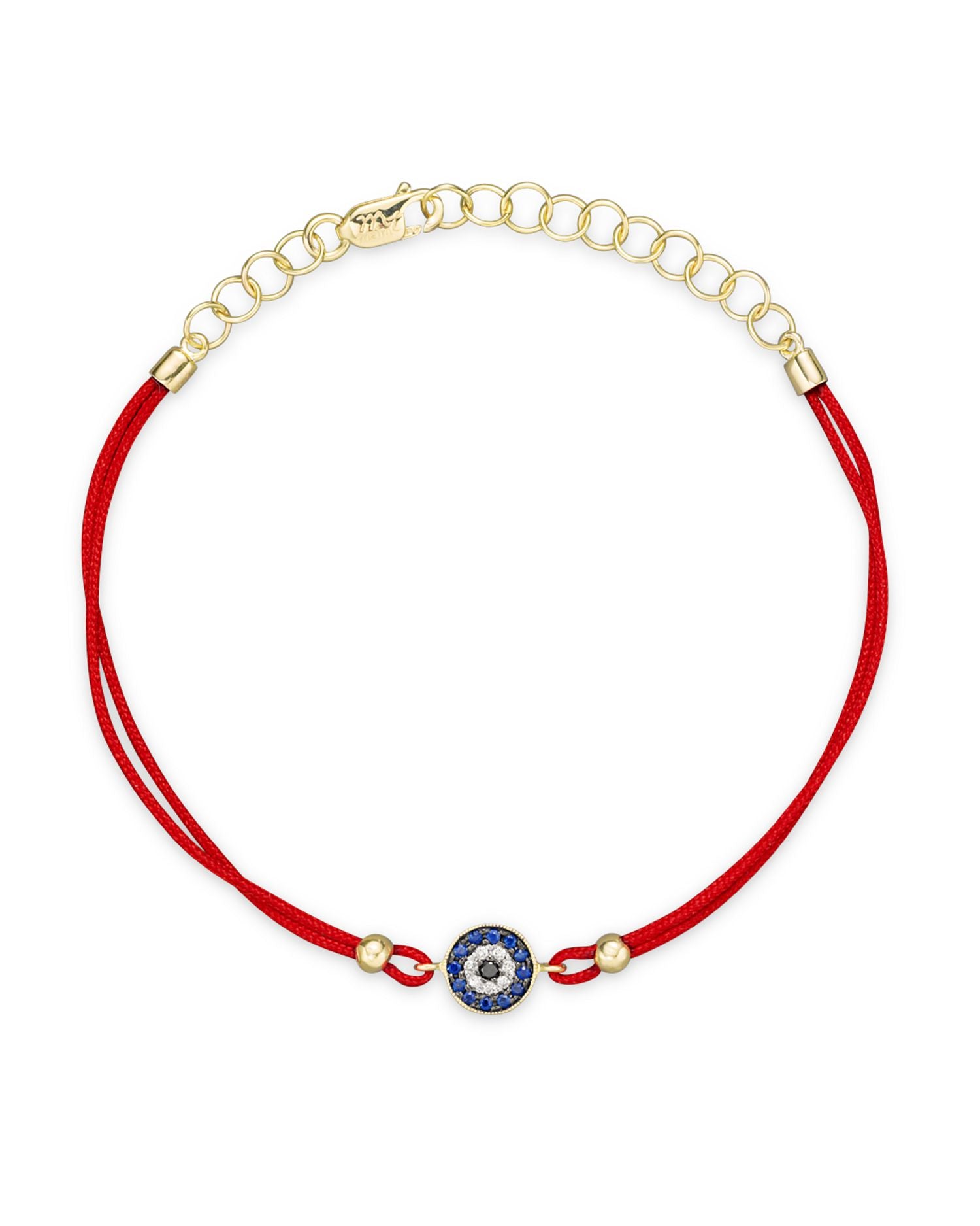 Diamond, Blue Sapphire And 14K Yellow Gold Evil Eye Bracelet