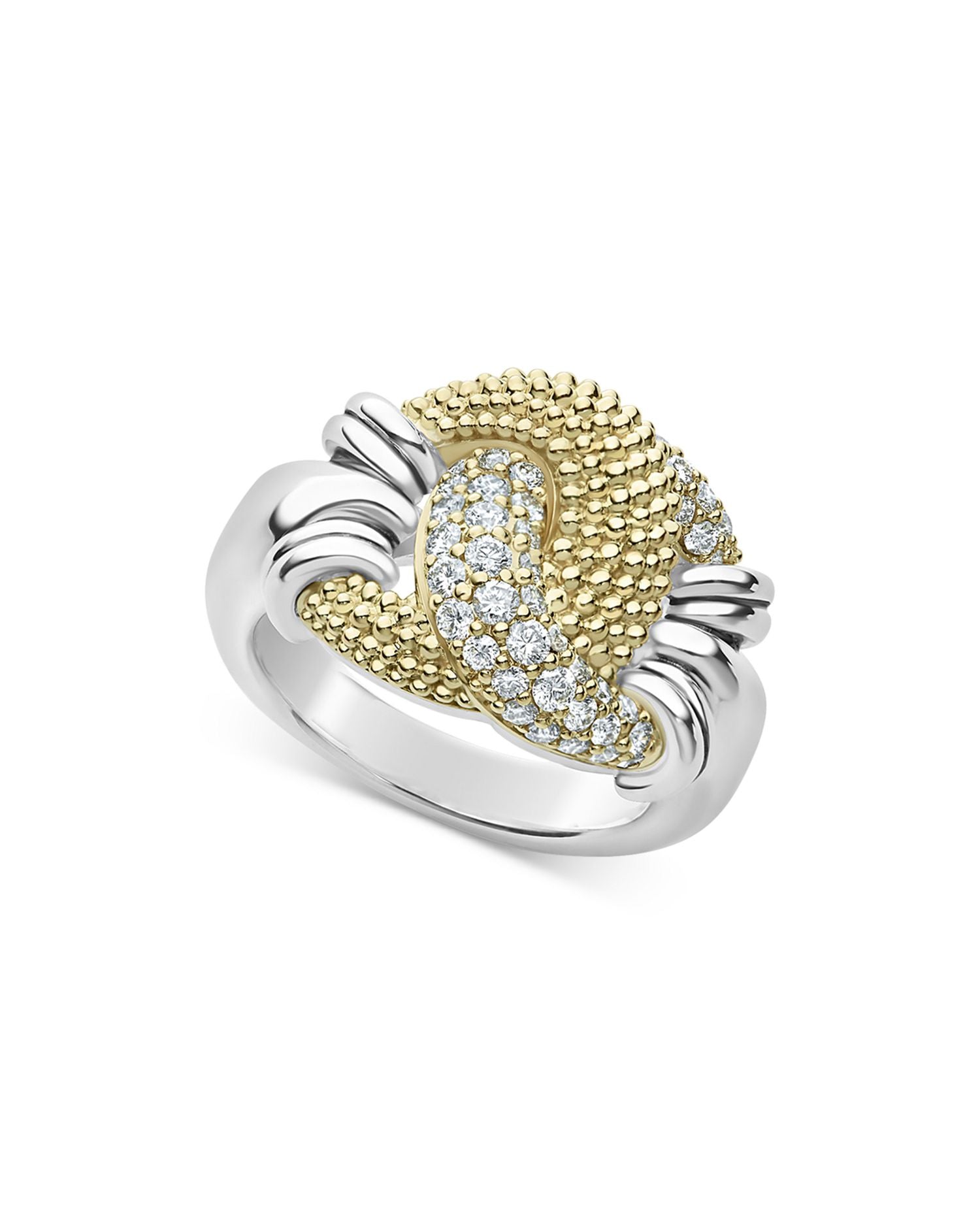 Sterling Silver & 18K Yellow Gold Caviar Luxe Diamond Large Knot Ring
