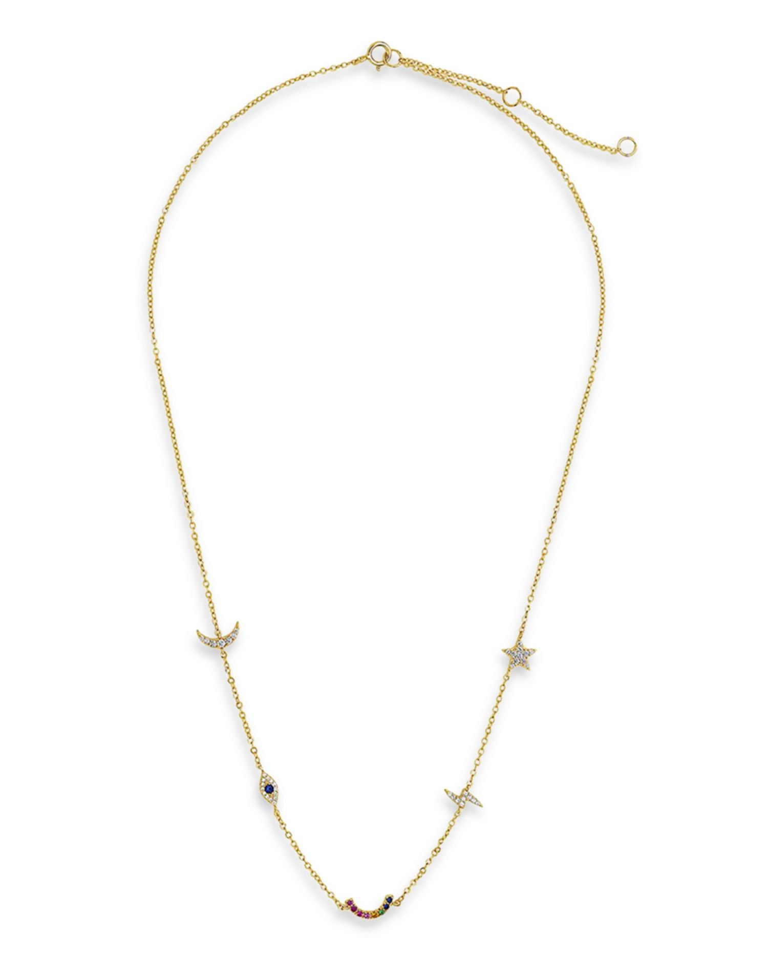 Multicolor Cubic Zirconia Lucky Charm Necklace, 16"-18"