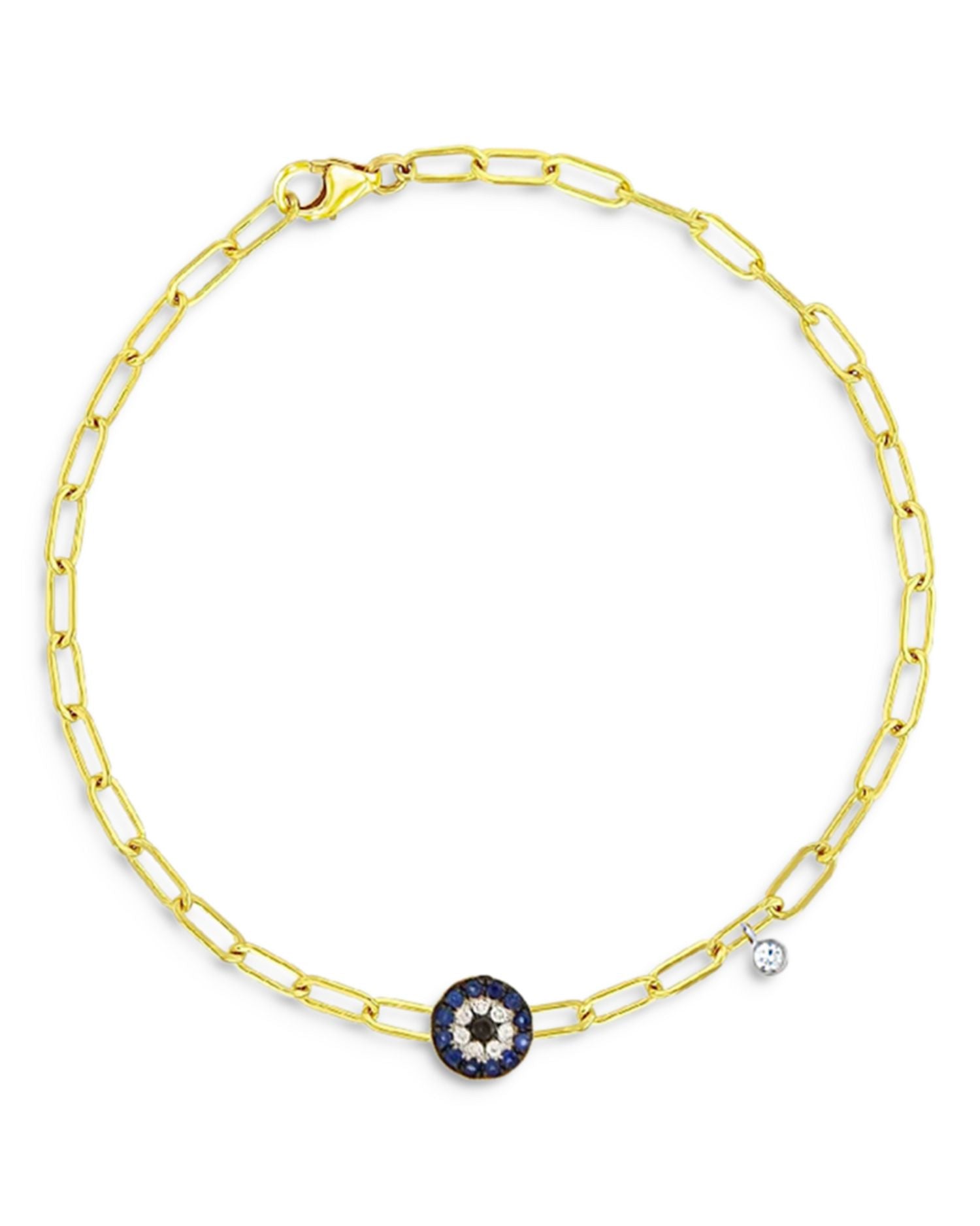 14K Yellow Gold & Blue Sapphire Evil Eye Bracelet