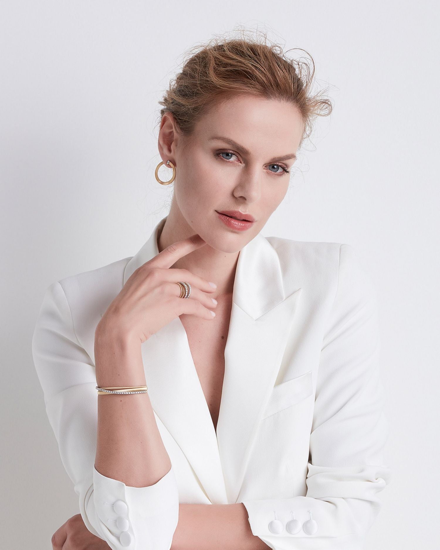 18K Yellow Gold Masai Diamond Crossover Bangle Bracelet