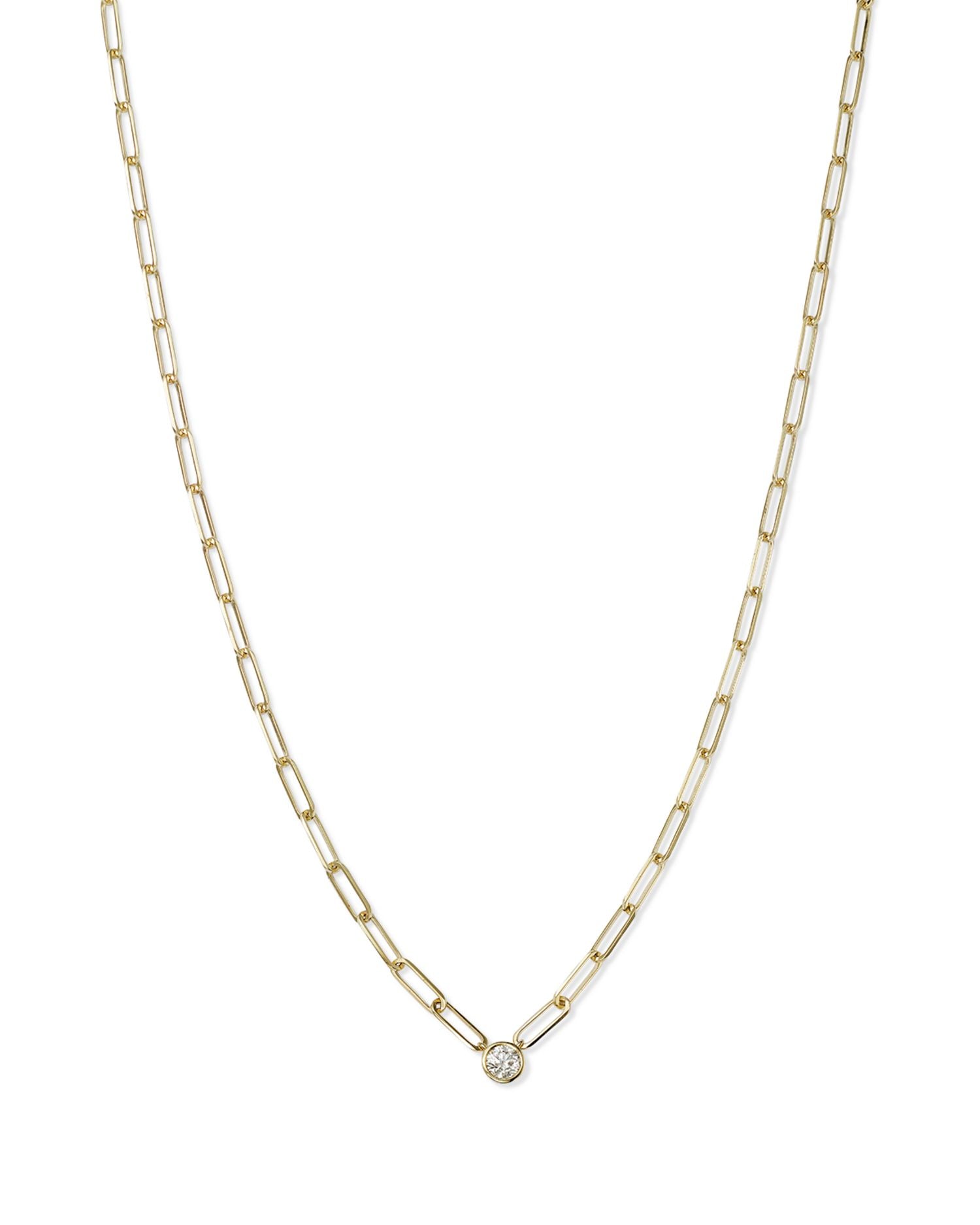 14K Yellow Gold Diamond Chain Necklace, 16'