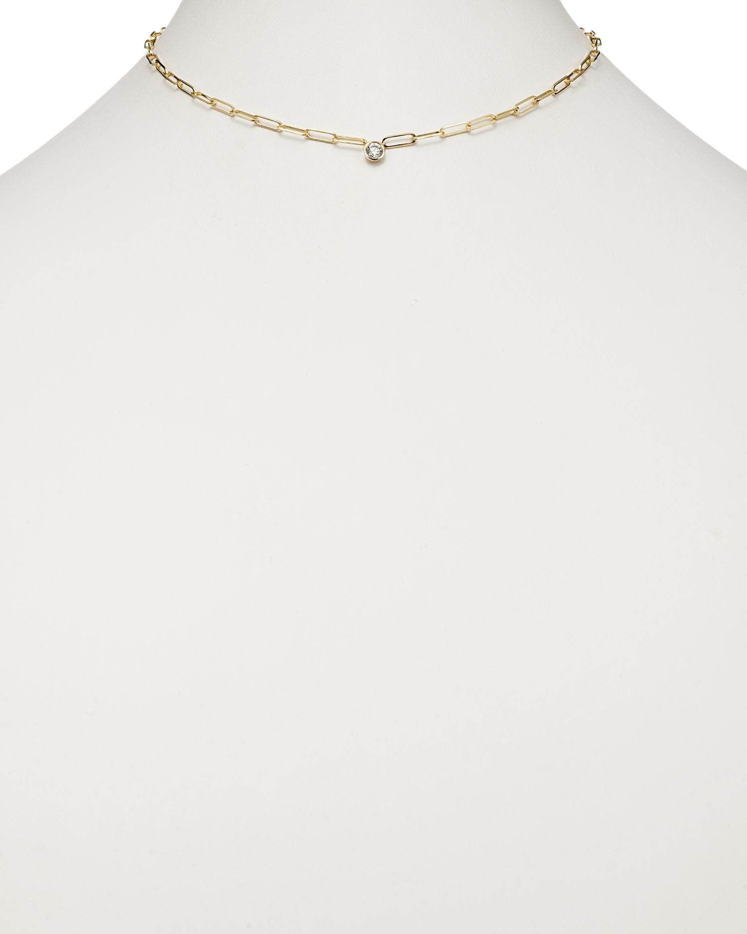 14K Yellow Gold Diamond Chain Necklace, 16'