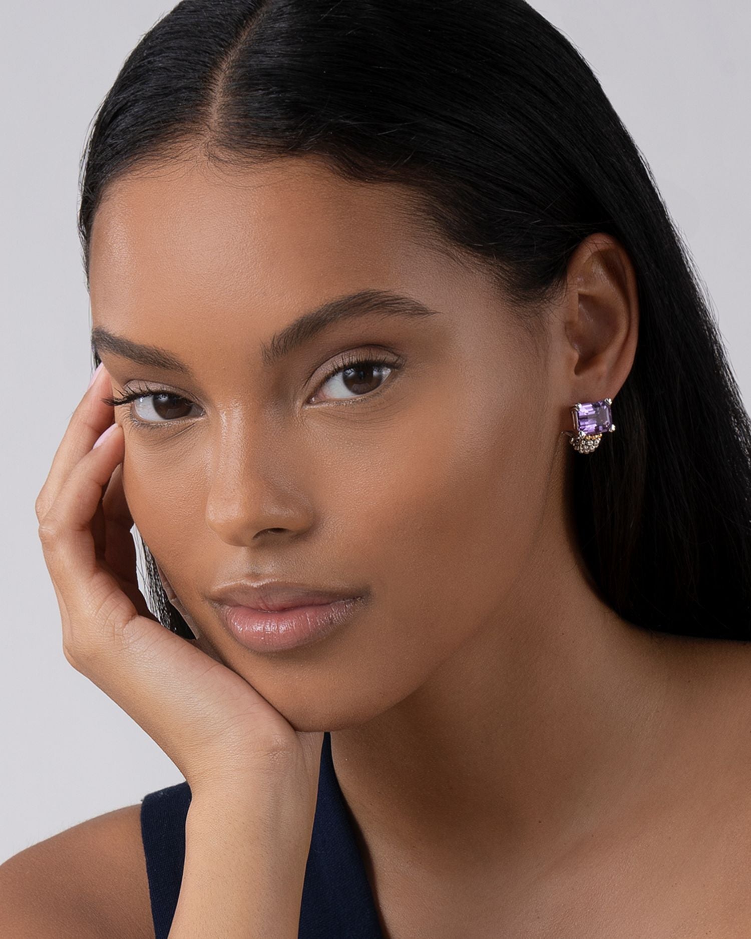 18K Yellow Gold & Sterling Silver Glacier Gemstone Caviar Beaded Large Hoop Earring Collection