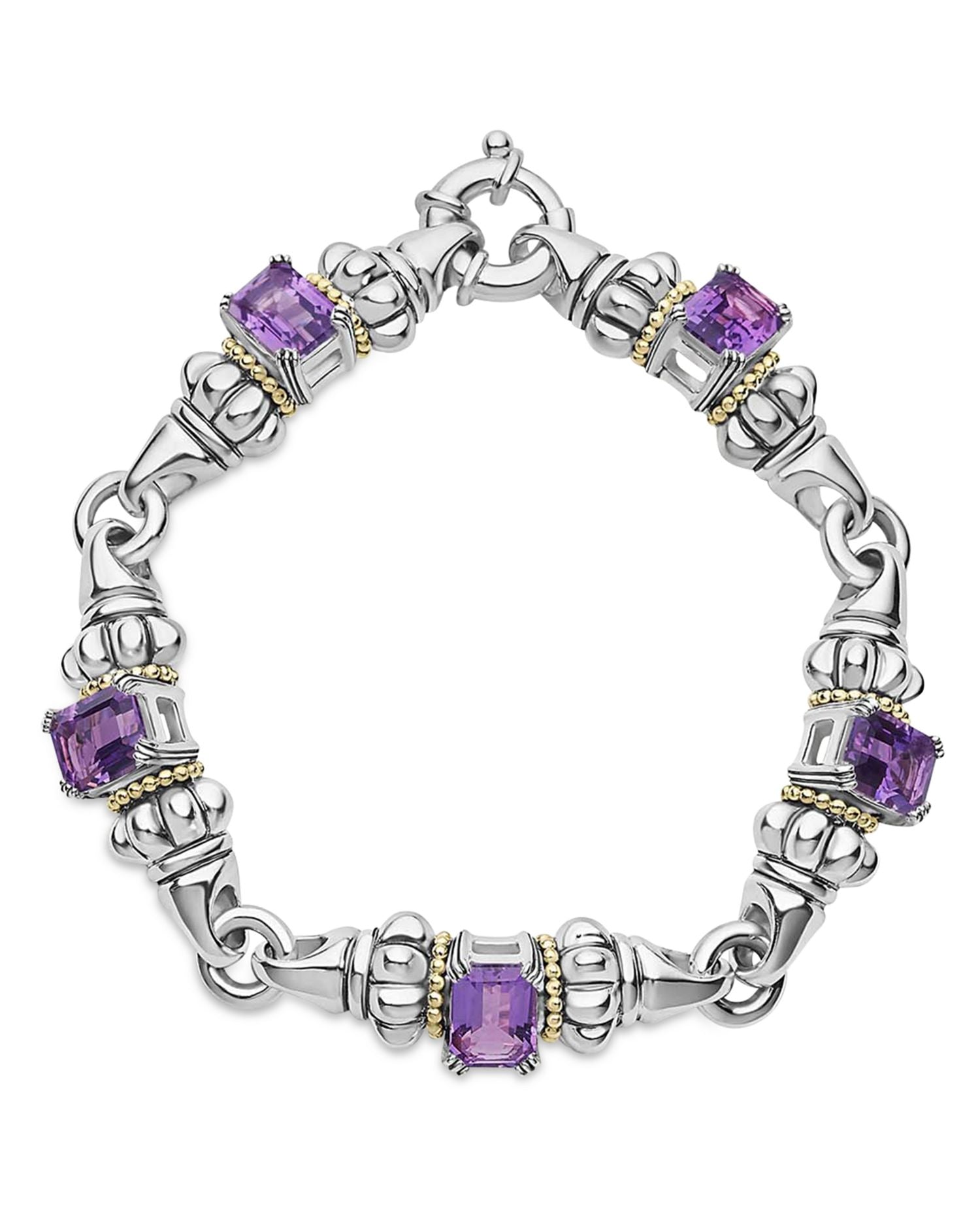 18K Yellow Gold & Sterling Silver Glacier Amethyst Link Bracelets