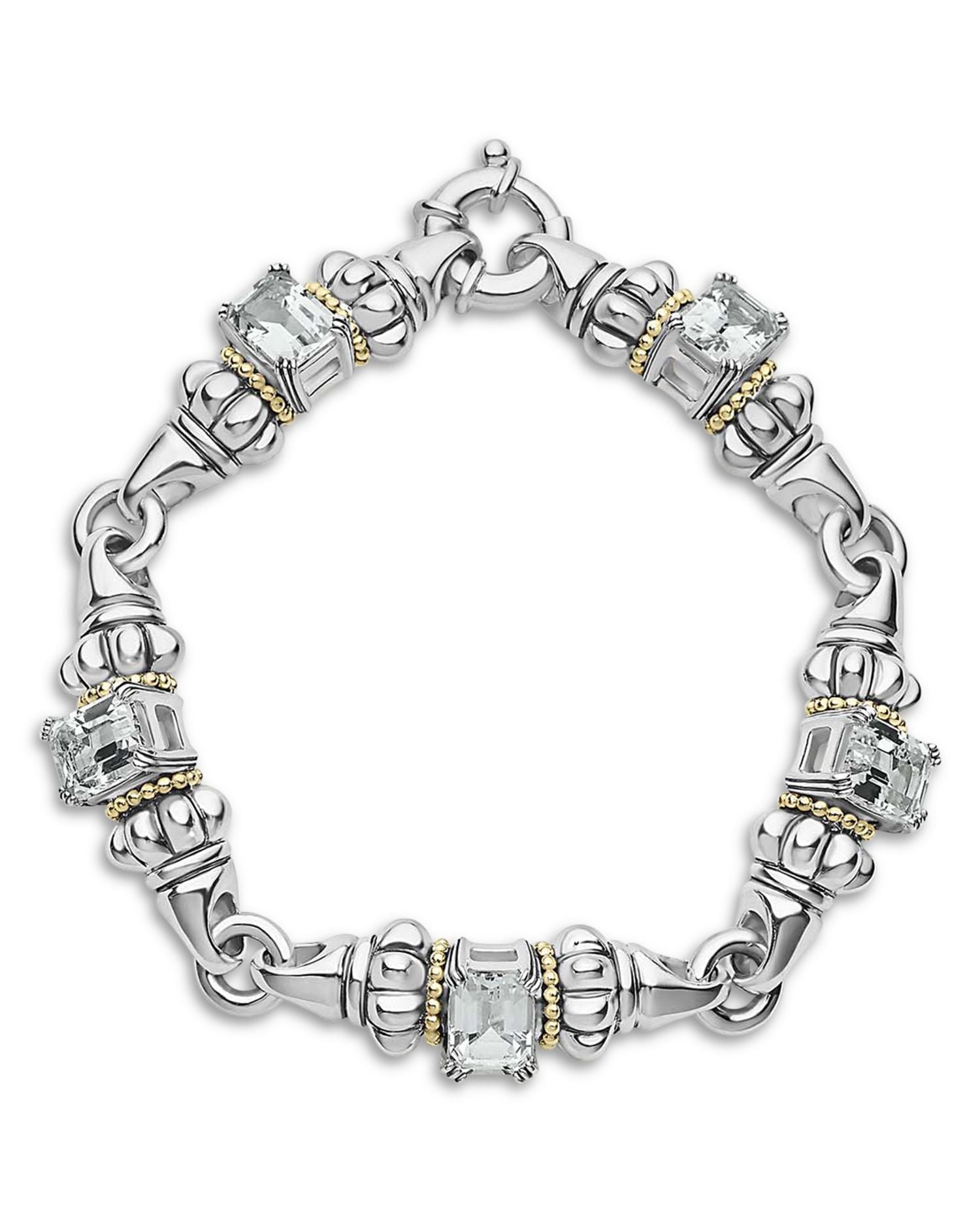 18K Yellow Gold & Sterling Silver Glacier White Topaz Link Bracelets