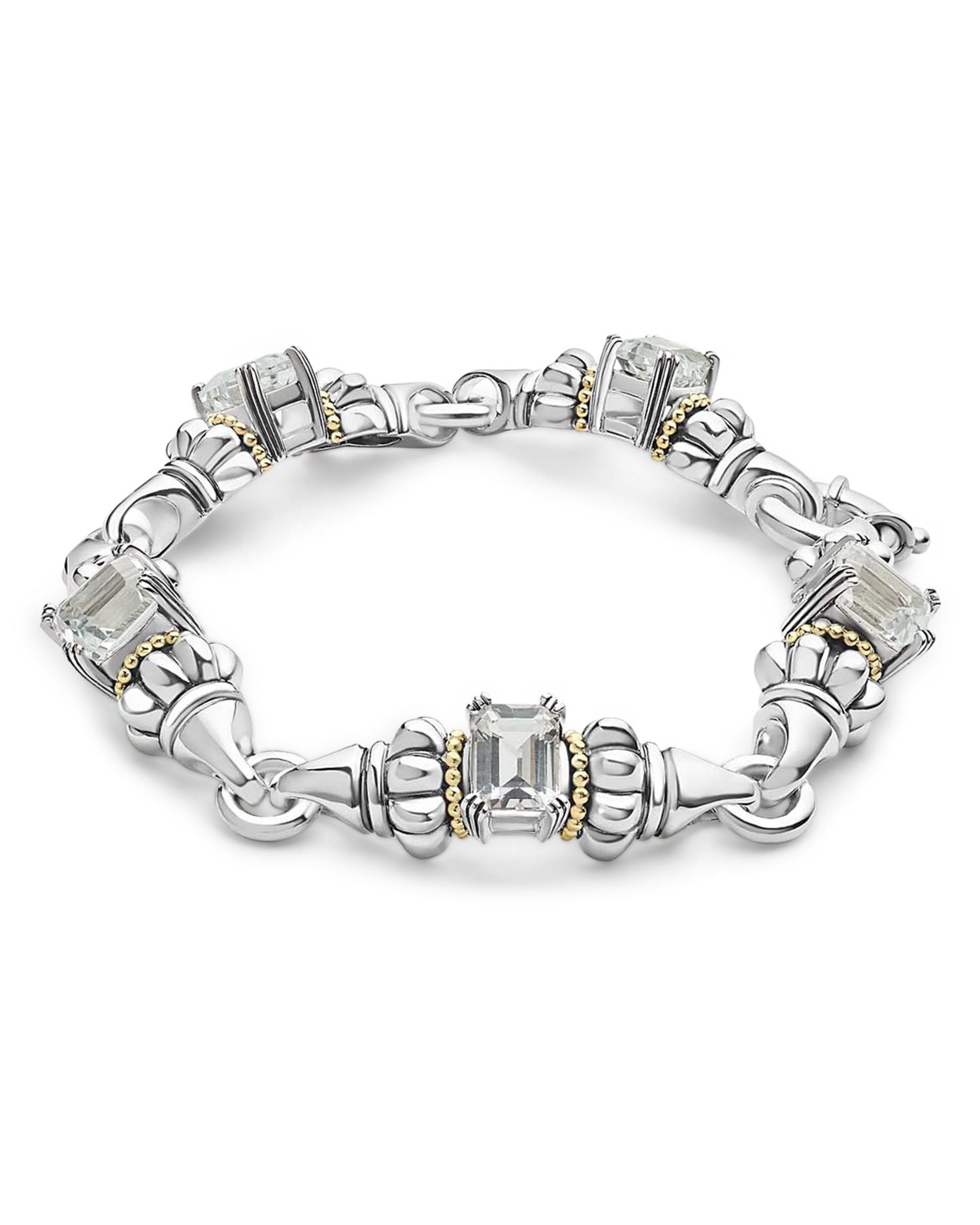 18K Yellow Gold & Sterling Silver Glacier White Topaz Link Bracelets