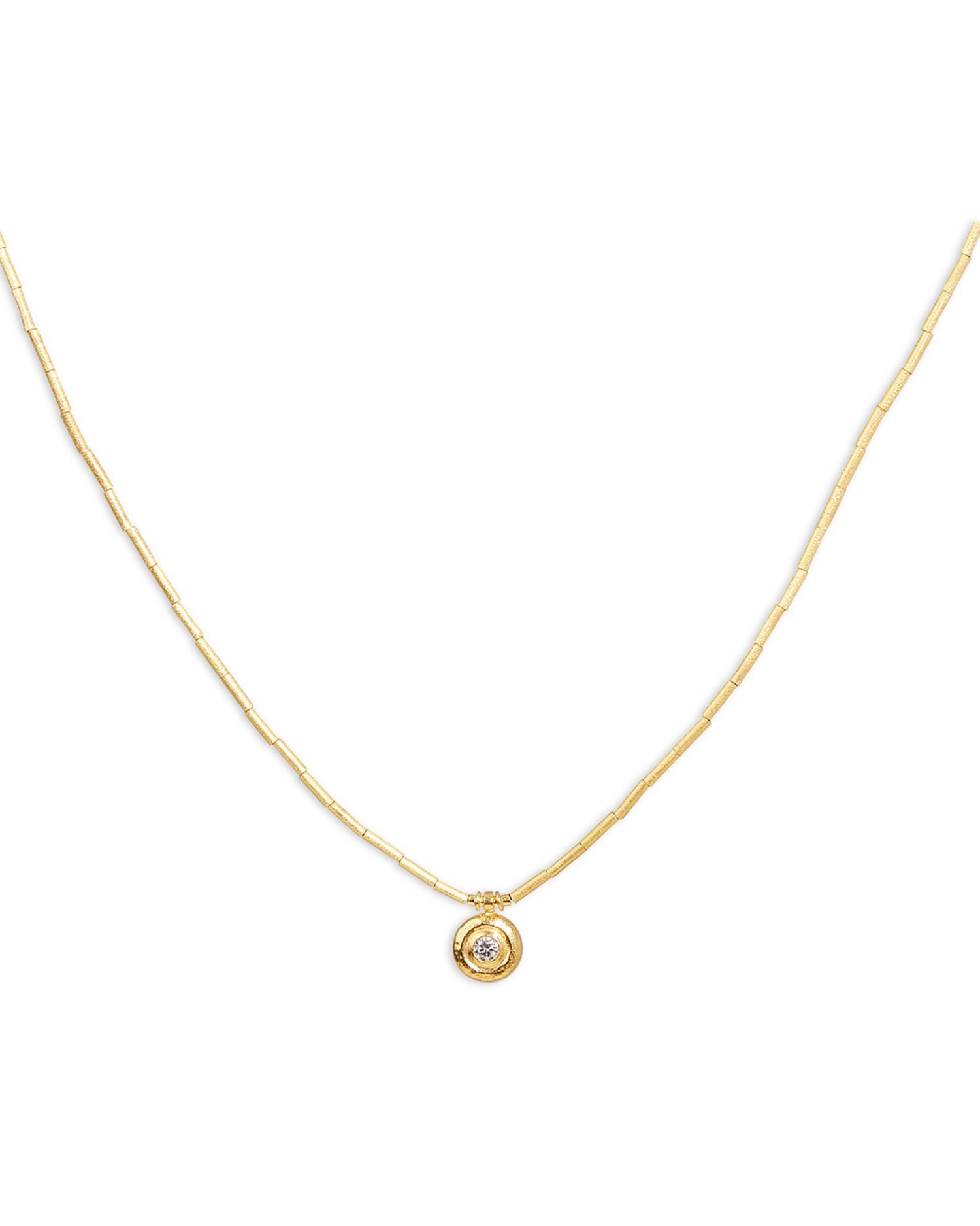 24K Yellow Gold Droplet Diamond & Seed Cultured Pearl Pendant Necklace, 18'