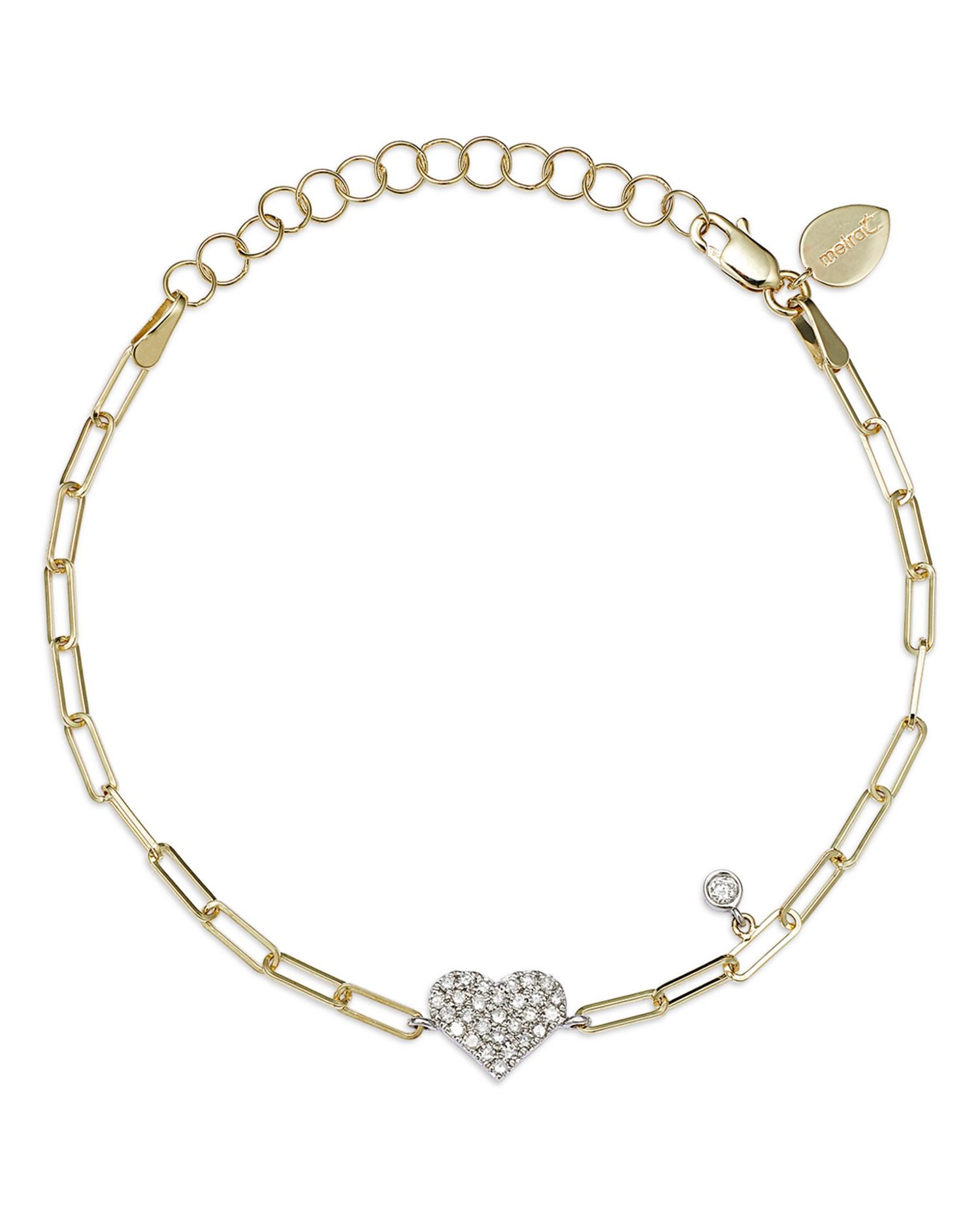 14K Yellow Gold Diamond Heart Bracelet