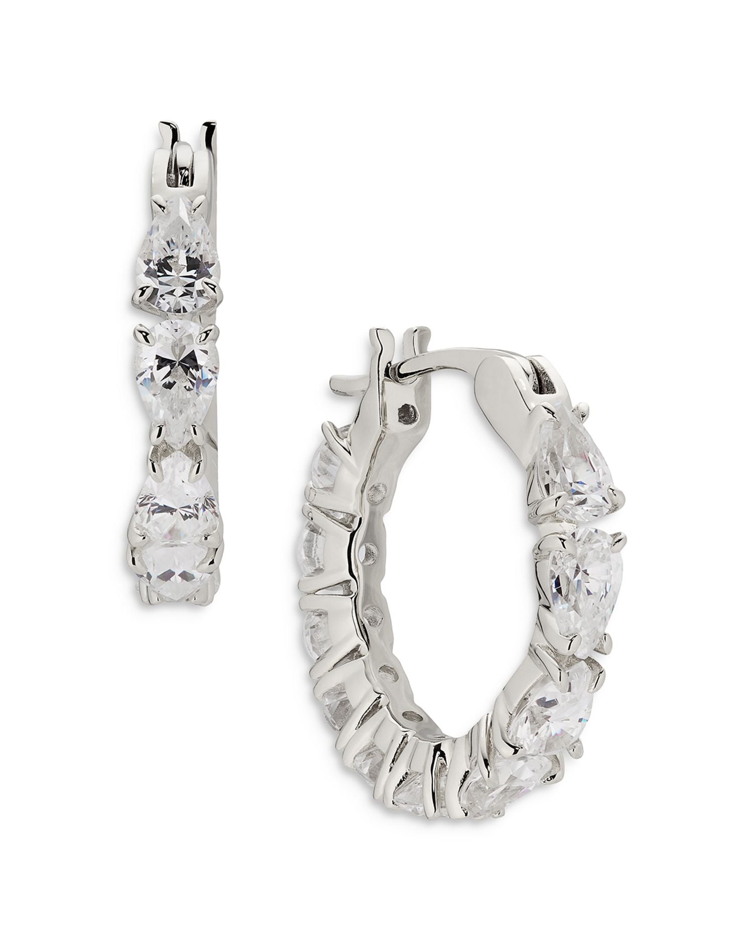 Tezoro Pear Shape Cubic Zirconia Hoop Earrings