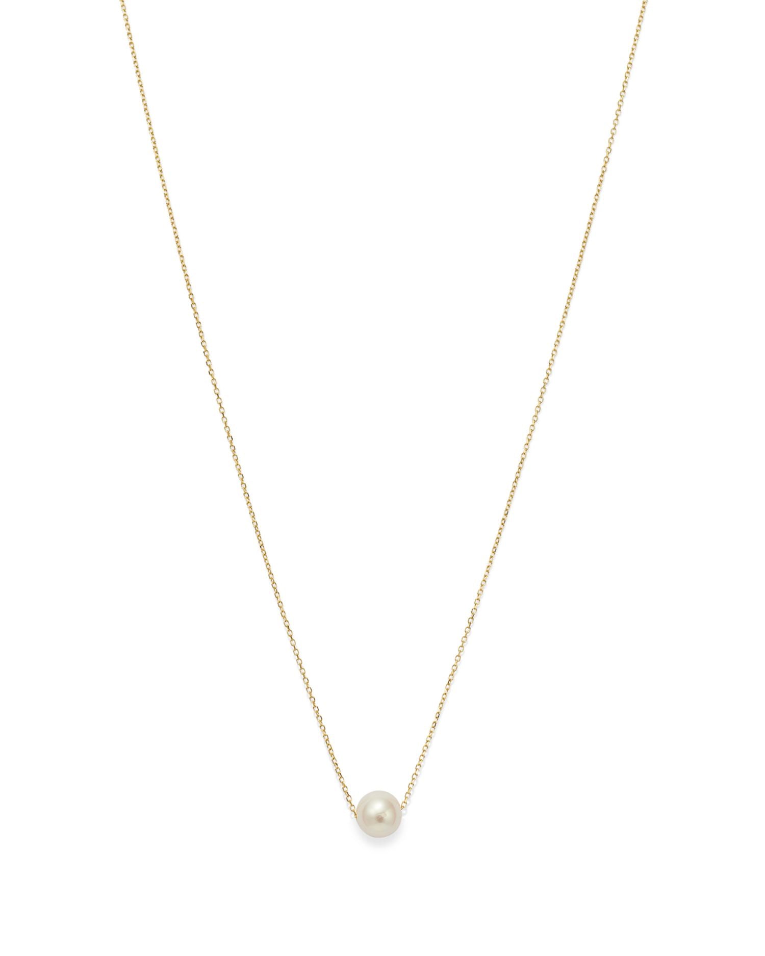14K Yellow Gold Cultured Freshwater Pearl Solitaire Necklace, 18'