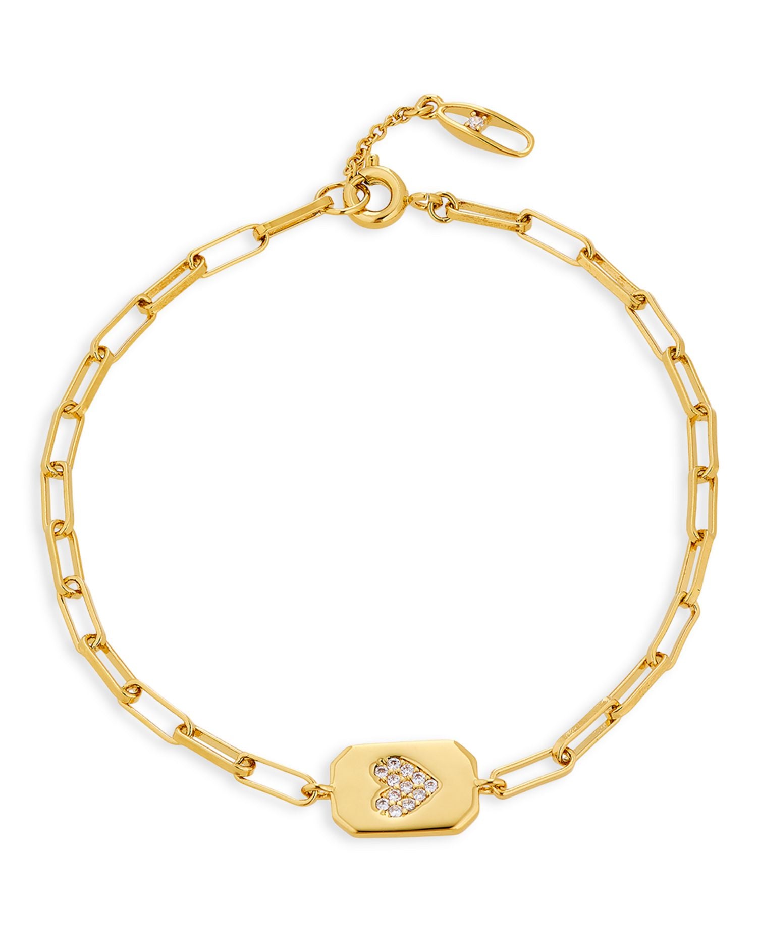 Golden Pavé Heart Link Bracelet
